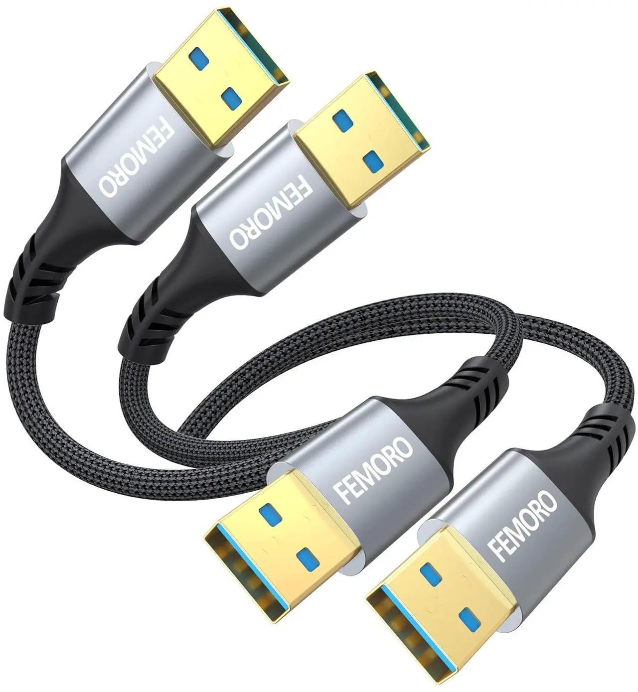 Main image of USB A to USB A Cable 1ft 2 Pack 5Gbps Data Transfer & 60W Fast Charging USB3.0 Male to Male Double Sided Cord for PC Hard Disk Drive Laptop DVD Player Monitor