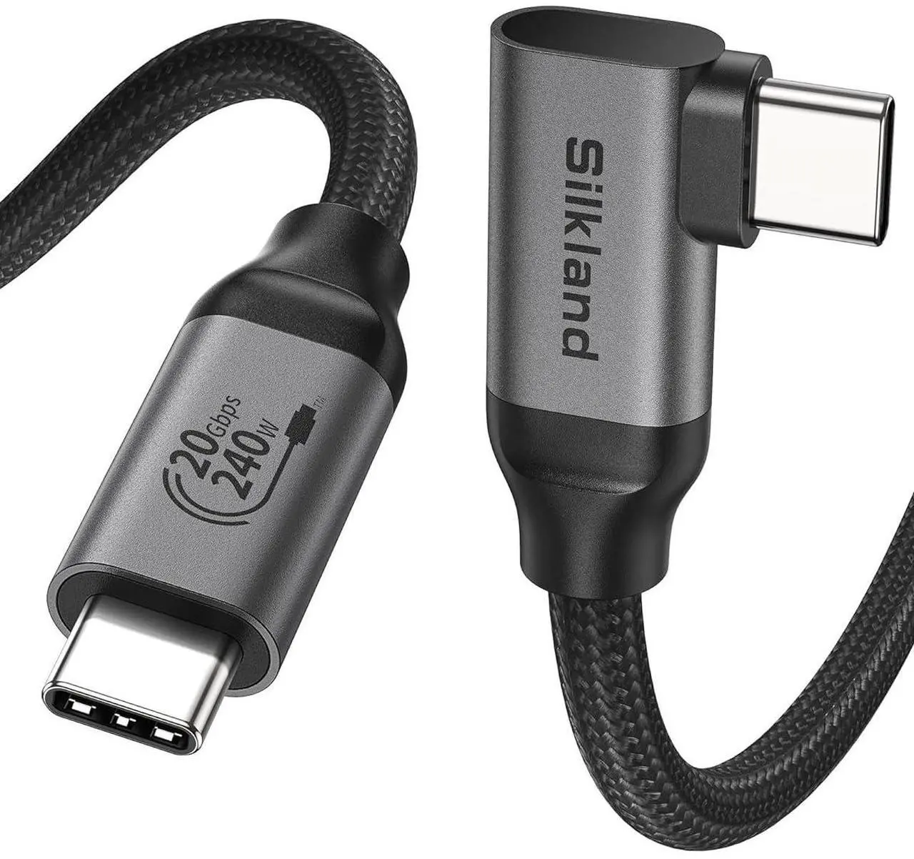 Main image of USB C 3.2 Gen 2x2 Cable Right Angle 3.3FT 20Gbps 90 Degree High Speed Data Transfer 5K/4K 60Hz Type C Monitor Cable 240W PD Compatible for SSD Hub Dock eGPU