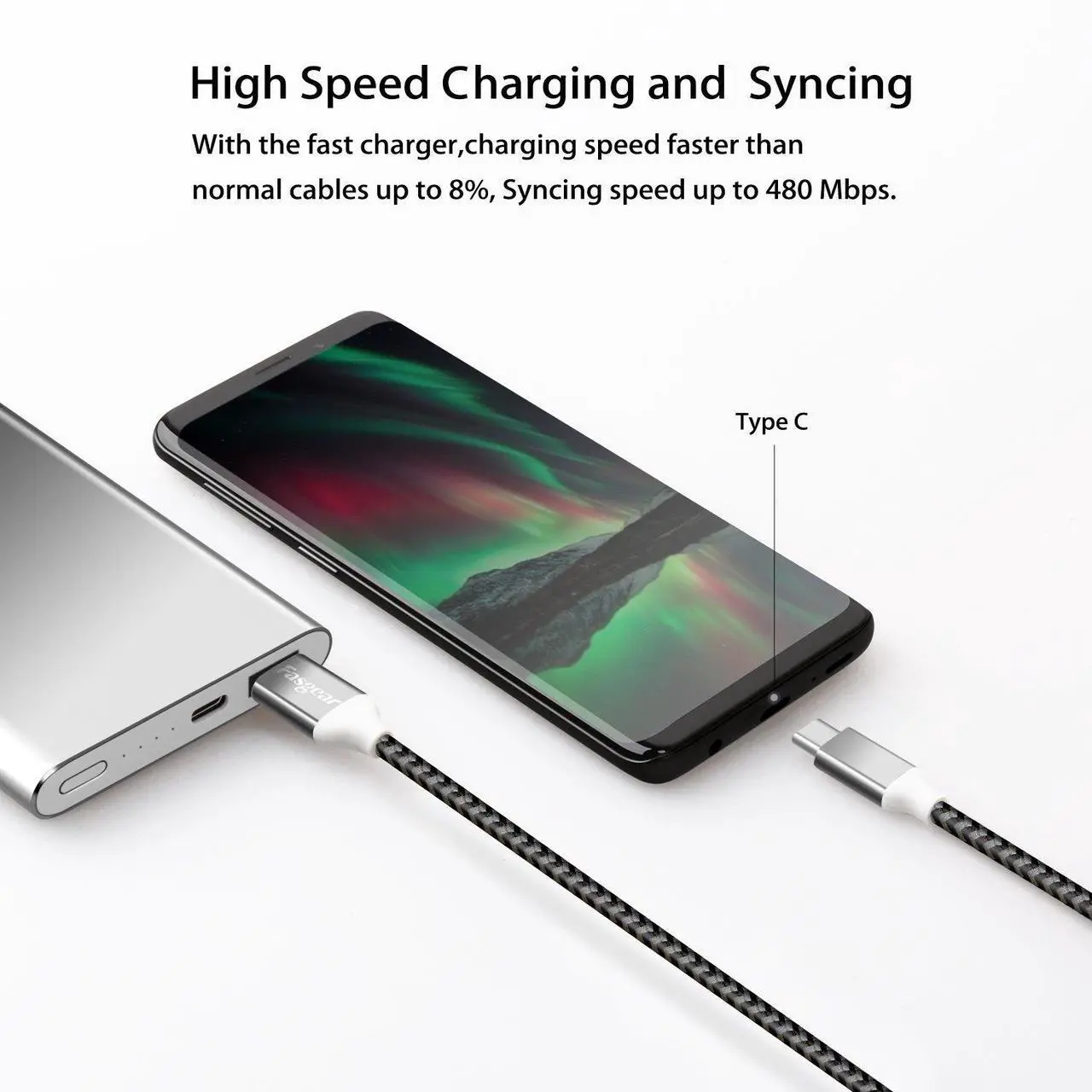 Alt view image 4 of 6 - USB C to USB A Cables 10ft 2 Pack Long 3A Fast Charging Type-C 2.0 Charger Cable Braided Compatible with Galaxy S21 Plus Note 10 S9 S8 A60 A5/LG V20 G6/Moto G/PS5 Controller (Black White)