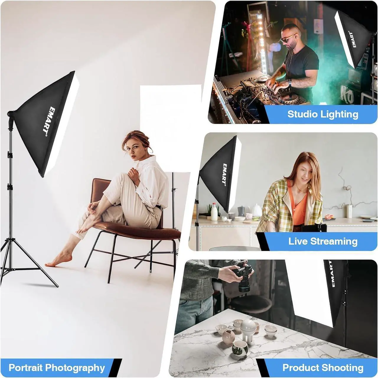 Alt view image 2 of 7 - Softbox Photography Lighting Kit 20x28 Professional Softbox Lighting Kit with 40W 6500K LED Bulbs Studio Lights for Photography Video Recording Live Streaming Portraits Shooting Podcast