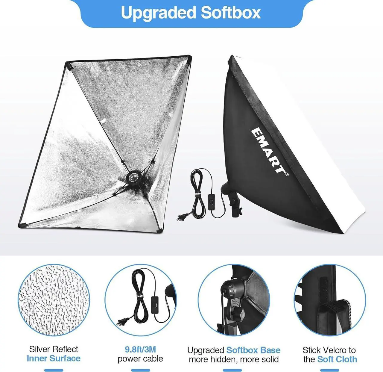 Alt view image 3 of 7 - Softbox Photography Lighting Kit 20x28 Professional Softbox Lighting Kit with 40W 6500K LED Bulbs Studio Lights for Photography Video Recording Live Streaming Portraits Shooting Podcast