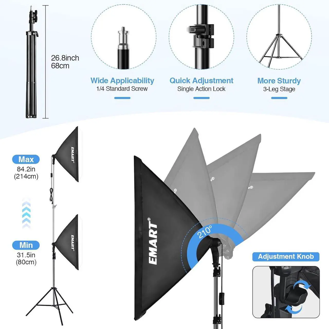 Alt view image 6 of 7 - Softbox Photography Lighting Kit 20x28 Professional Softbox Lighting Kit with 40W 6500K LED Bulbs Studio Lights for Photography Video Recording Live Streaming Portraits Shooting Podcast