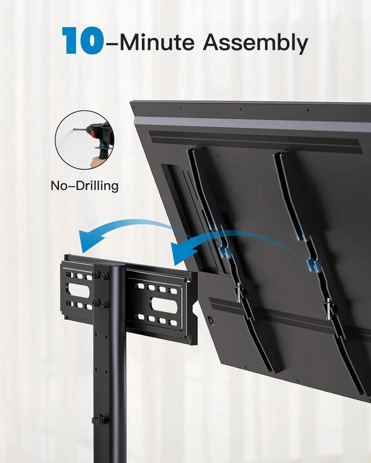 Alt view image 6 of 7 - Universal TV Stand Table Top TV Stand for 32-60 inch TVs & Monitors Height Adjustable TV Mount Stand Holds up to 88 lbs with Tempered Glass Base & Wire Management VESA 400x400mm PSTVS04