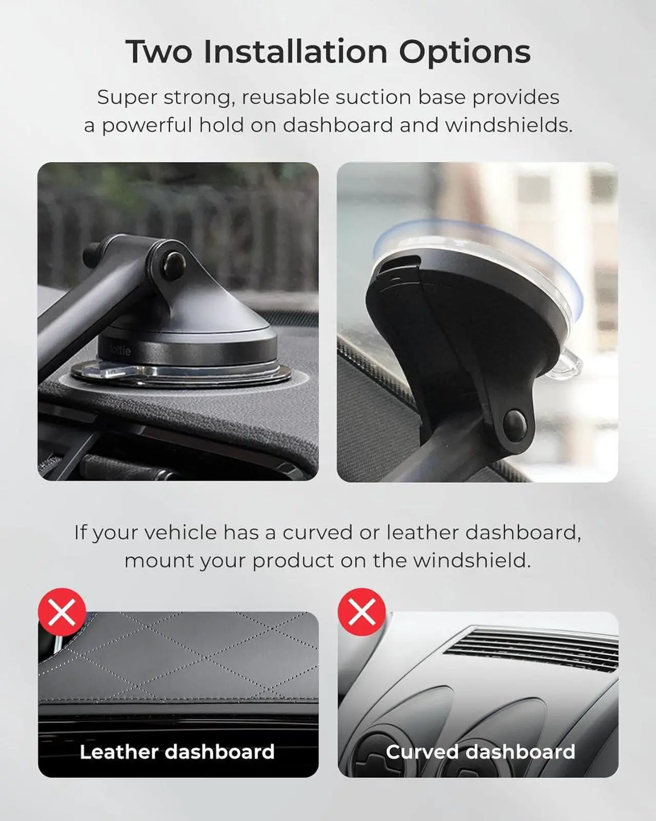 Alt view image 3 of 6 - iTap 3 Magnetic Dash & Windshield Mount Car Phone Holder with Magnetic Ring Adapter. Compatible with Qi2 MagSafe iPhone and Android Smartphones.