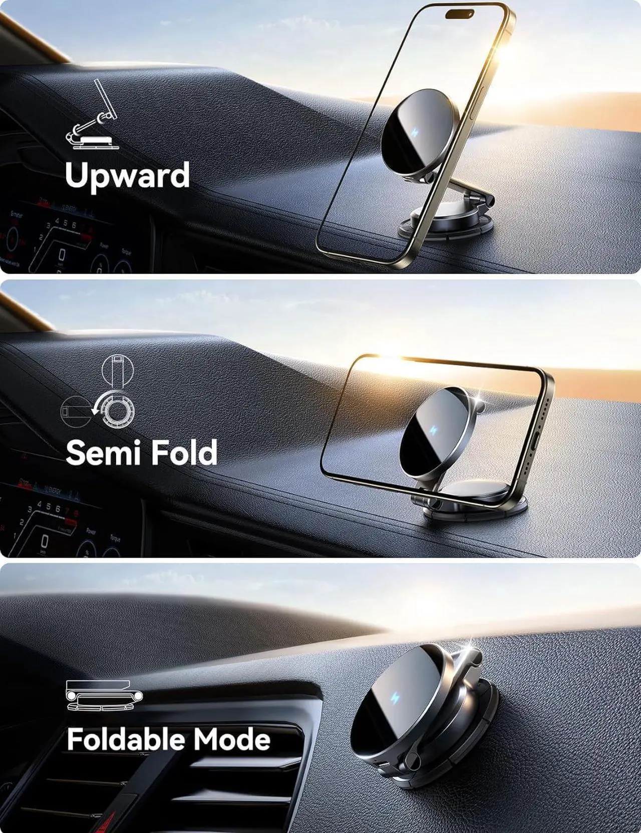 Alt view image 5 of 7 - for MagSafe Car Mount Charger [All-Metal] 15W Fast MagSafe Car Charger Hands Free Magnetic Phone Holder for Car Dashboard for iPhone 16 Pro Max Plus/iPhone 15 14 13 12 Pro Max Plus Black