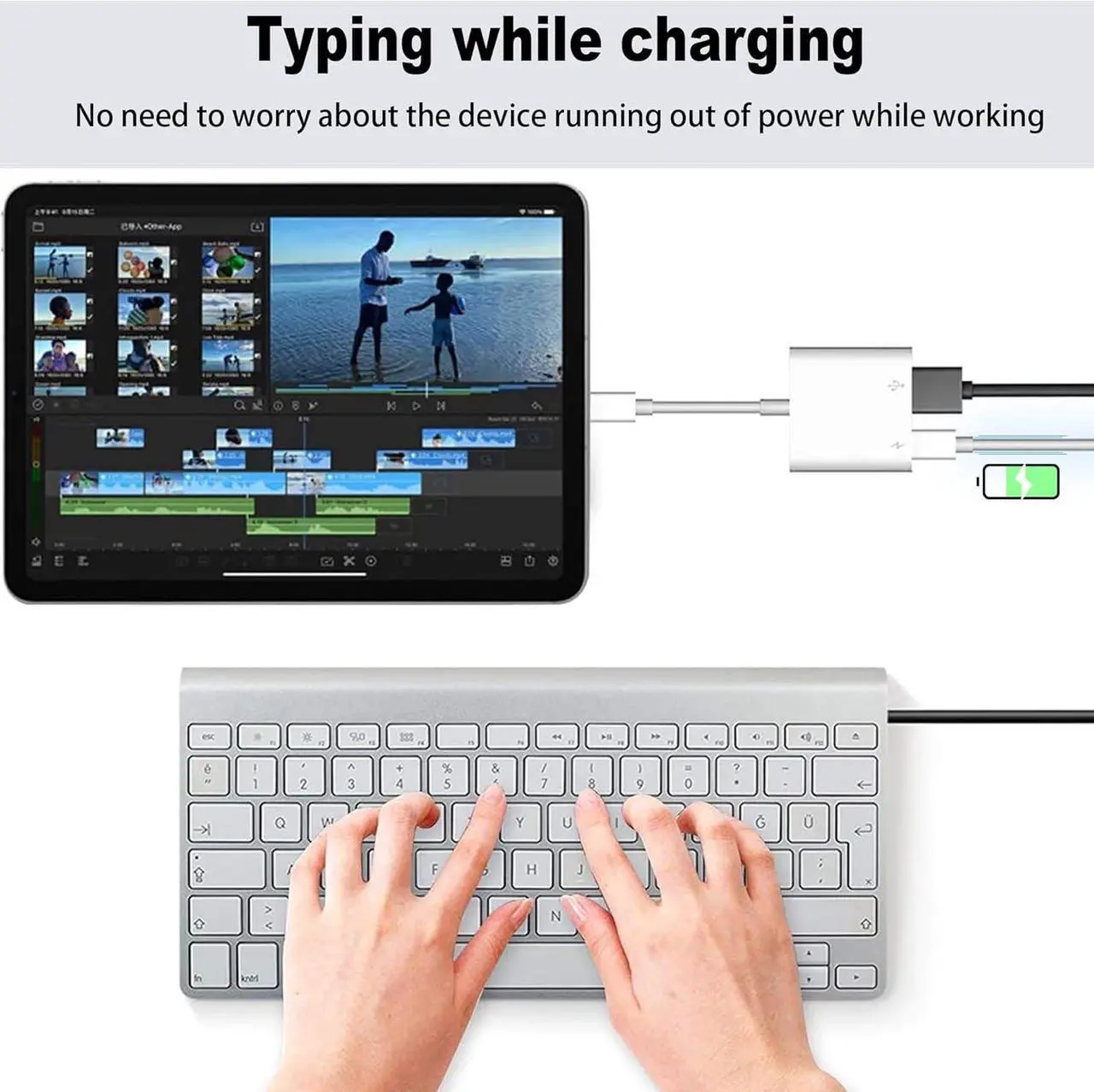 Alt view image 4 of 7 - [ MFi Certified] Lightning to USB Camera Adapter for iPhone High-Speed USB Female OTG Cable with Charging Port for iPad to Connect Card Reader Plug and Play