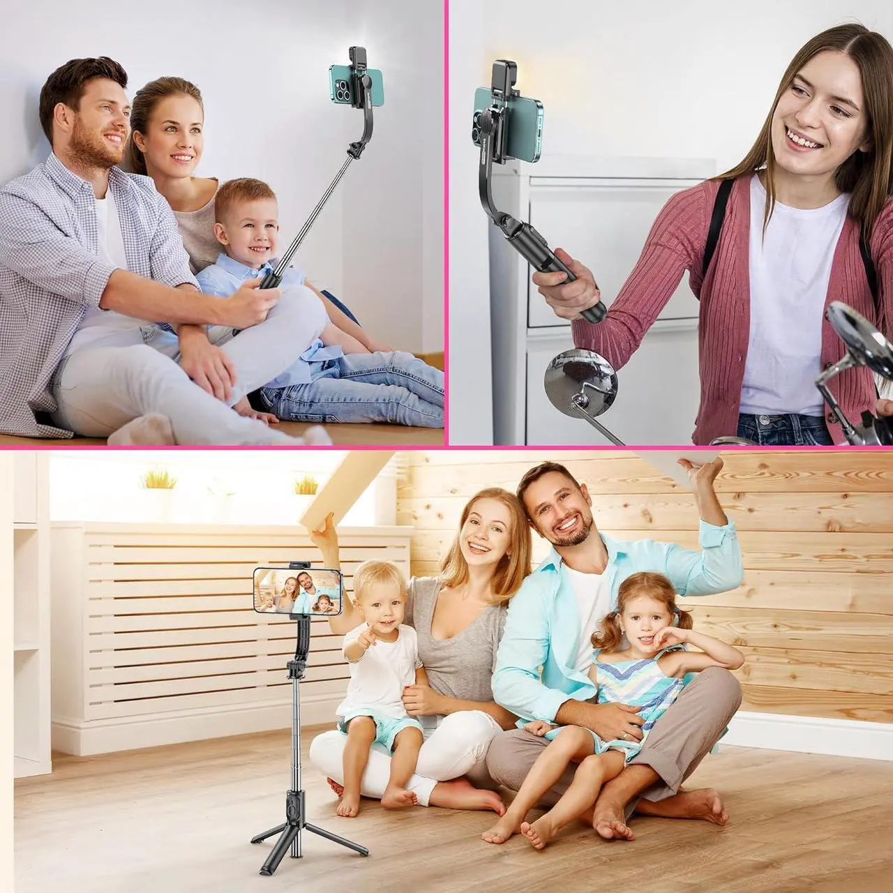 Alt view image 7 of 7 - Selfie Stick Tripod with Fill Light All in One Extendable Selfie Stick with Detachable Wireless Remote Flexible Phone Tripod Stand Compatible with iPhone/Galaxy Compact Size & Lightweight