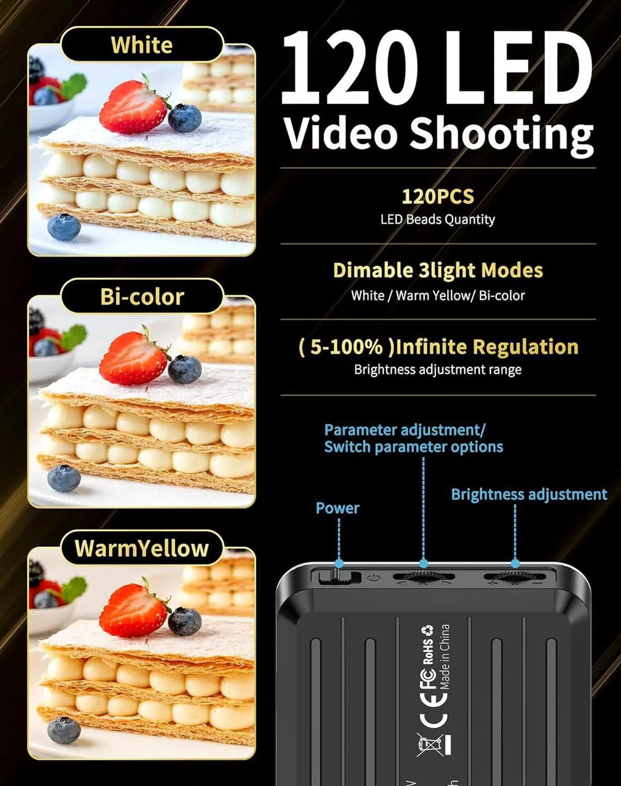 Alt view image 3 of 7 - 120LED Portable Selfie Light:Phone Light with Clip & Camera Tripod Adapter Rechargeable 3000mAh CRI 95+ 3 Light Modes for Video Conference Lighting Makeup Live Vlog is Appy to Creator