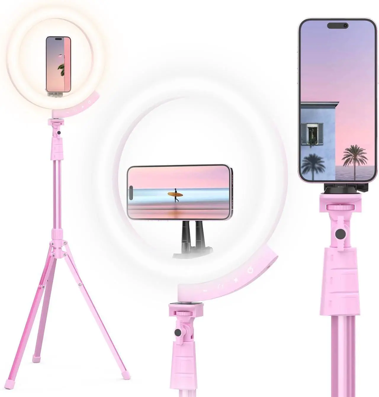 Main image of Upgraded 12 Ring Light with 62 Tripod Stand and Magnetic Phone Holder LED Selfie RingLight for iPhone with Remote Circle Light for Tiktok/YouTube/Photography/Makeup/Live Stream Pink