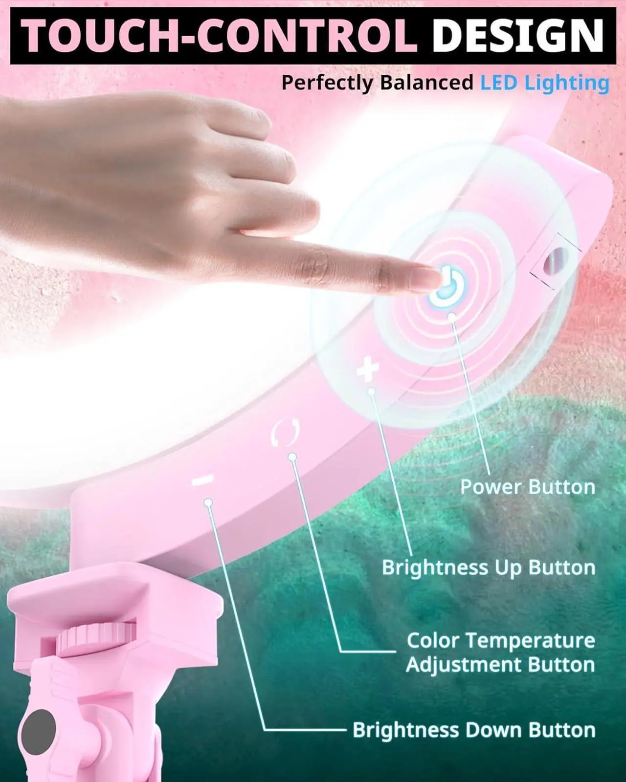 Alt view image 4 of 6 - Upgraded 12 Ring Light with 62 Tripod Stand and Magnetic Phone Holder LED Selfie RingLight for iPhone with Remote Circle Light for Tiktok/YouTube/Photography/Makeup/Live Stream Pink