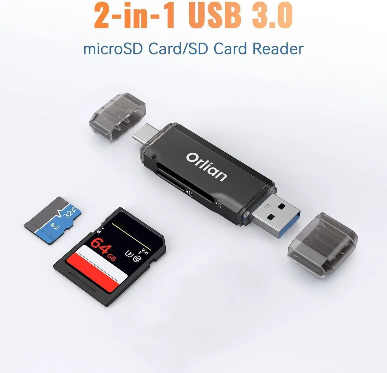 Alt view image 2 of 7 - SD Card Reader USB 3.0 Dual USB A & USB C to Micro SD/SD Memory Card Adapter for SD/SDHC/SDXC Compatible with Winodws MacBook Pro/Air iPhone 15 Pro/Max Android (SD Card Not Included)