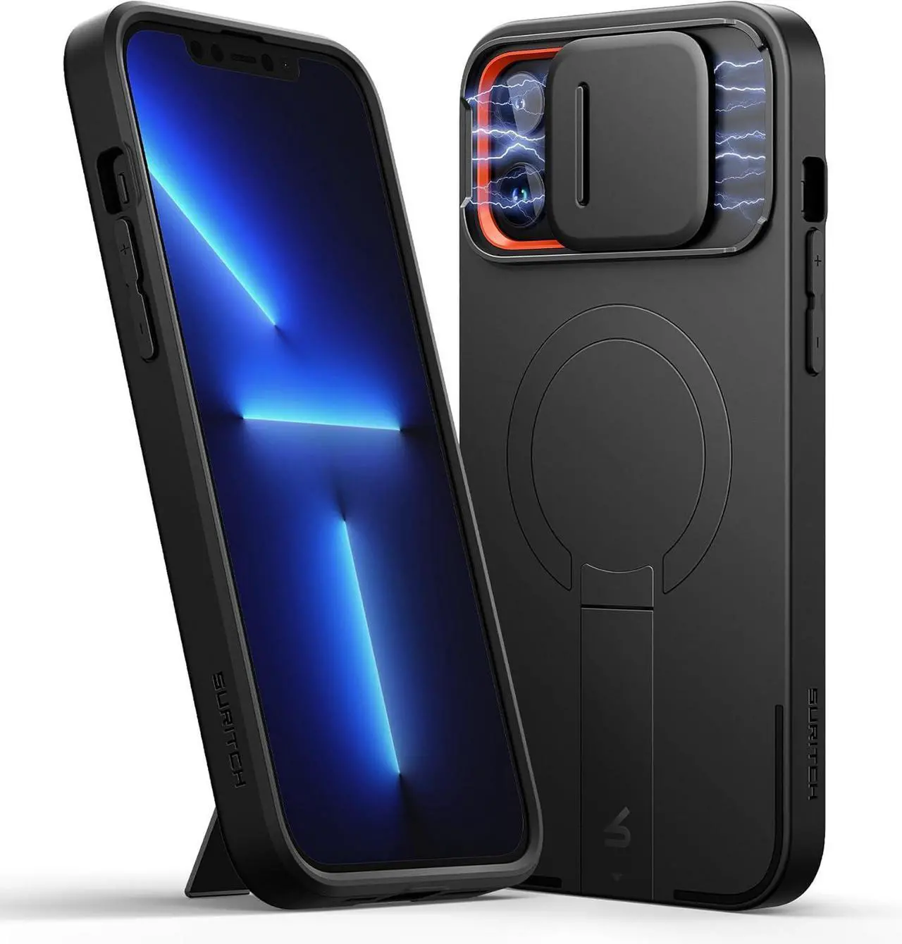 Main image of for iPhone 13 Pro Max/12 Pro Max Case with Magnetic Camera Slide Cover and Adjustable Kickstand Compatible with MagSafe Shockproof Bumper Case Slim Protective Cover 6.7 Inch Black