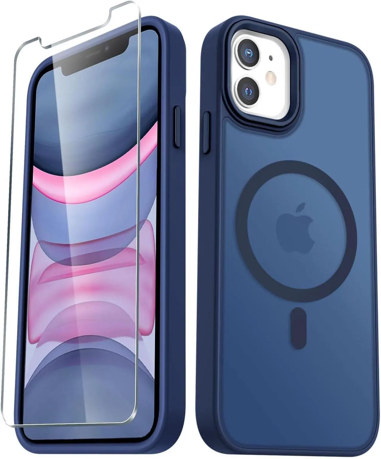 Main image of for iPhone 11 Case Matte Magnetic Phone Case with 1 Screen Protector Compatible with Magsafe Translucent Frosted Slim Shockproof Protective Cover for iPhone 11 6.1 inch Navy Blue