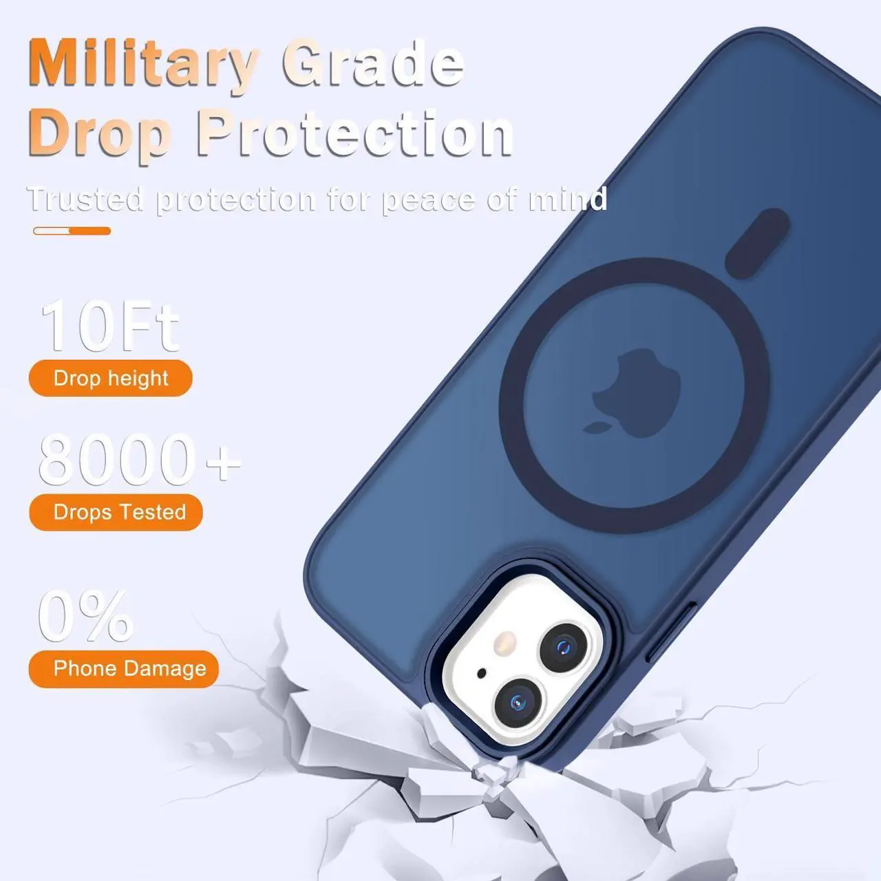 Alt view image 2 of 7 - for iPhone 11 Case Matte Magnetic Phone Case with 1 Screen Protector Compatible with Magsafe Translucent Frosted Slim Shockproof Protective Cover for iPhone 11 6.1 inch Navy Blue