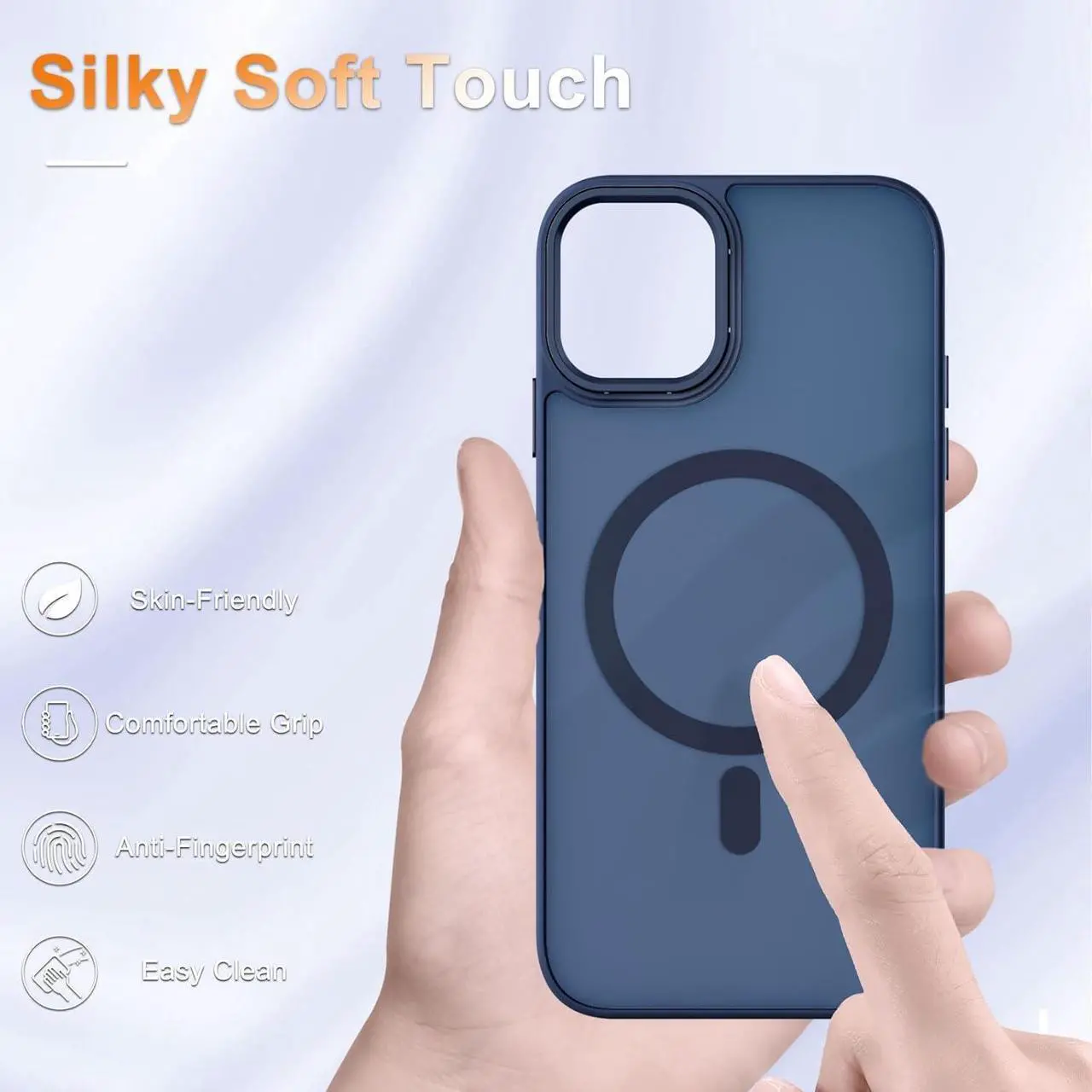 Alt view image 4 of 7 - for iPhone 11 Case Matte Magnetic Phone Case with 1 Screen Protector Compatible with Magsafe Translucent Frosted Slim Shockproof Protective Cover for iPhone 11 6.1 inch Navy Blue