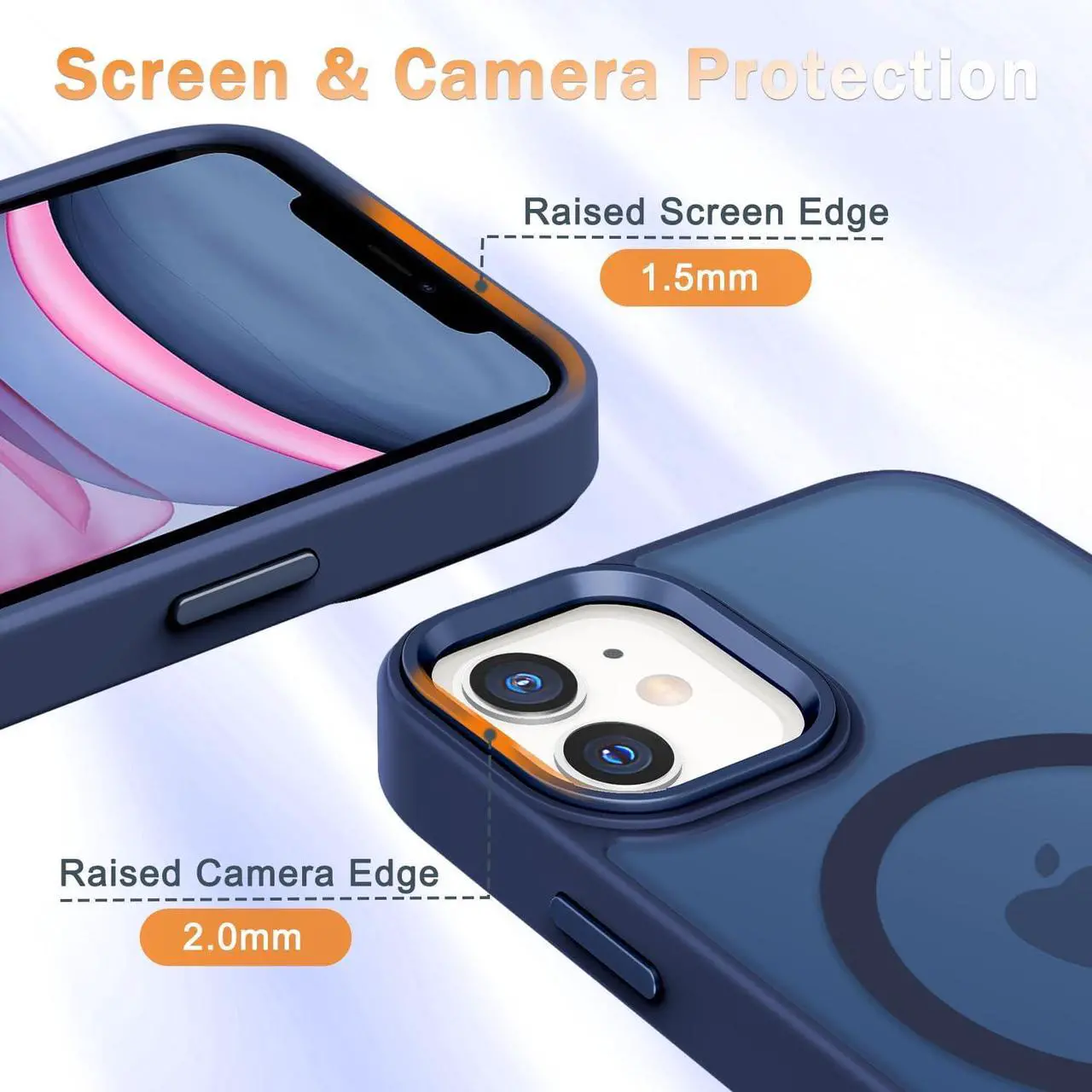 Alt view image 5 of 7 - for iPhone 11 Case Matte Magnetic Phone Case with 1 Screen Protector Compatible with Magsafe Translucent Frosted Slim Shockproof Protective Cover for iPhone 11 6.1 inch Navy Blue