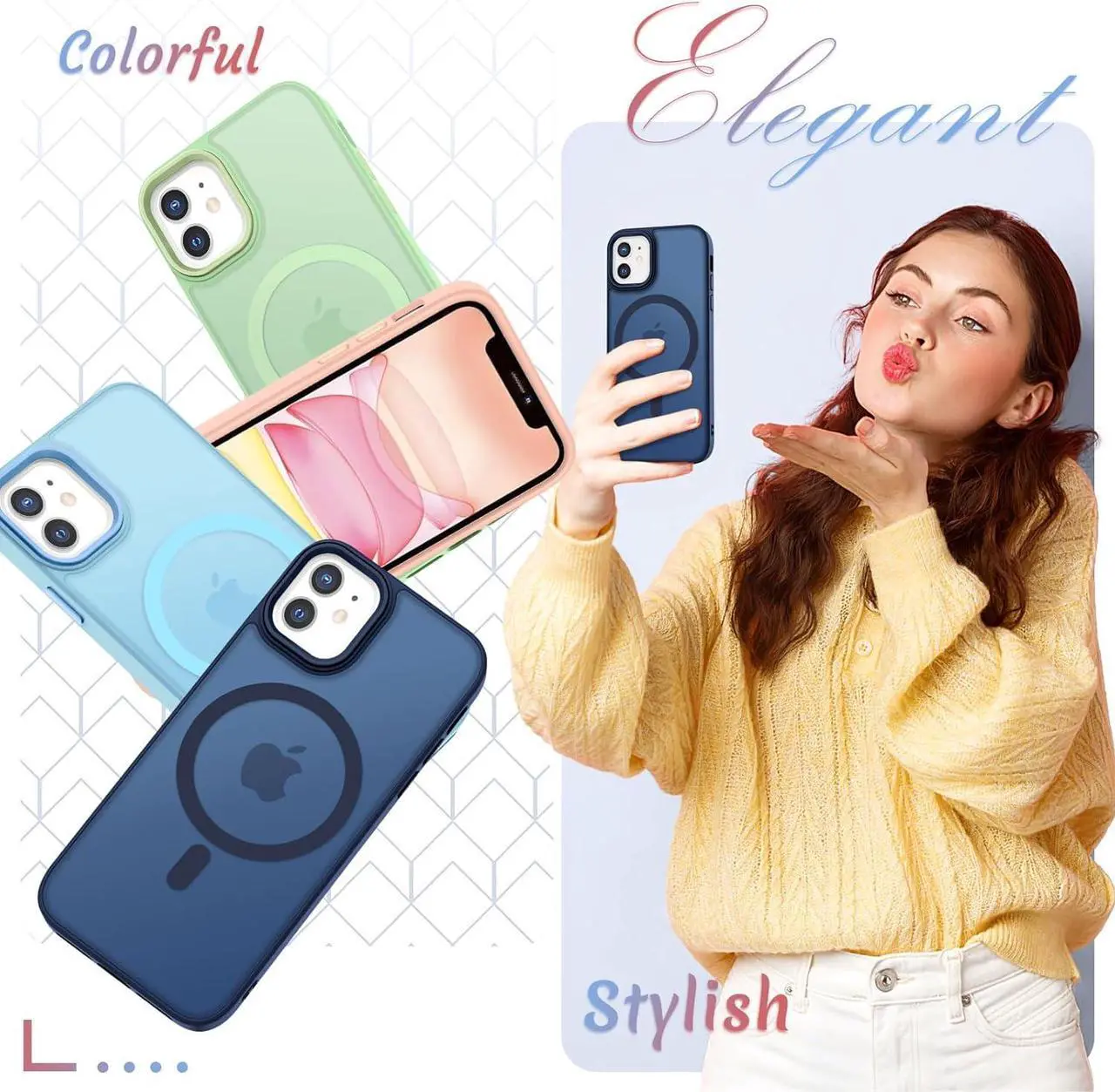 Alt view image 6 of 7 - for iPhone 11 Case Matte Magnetic Phone Case with 1 Screen Protector Compatible with Magsafe Translucent Frosted Slim Shockproof Protective Cover for iPhone 11 6.1 inch Navy Blue