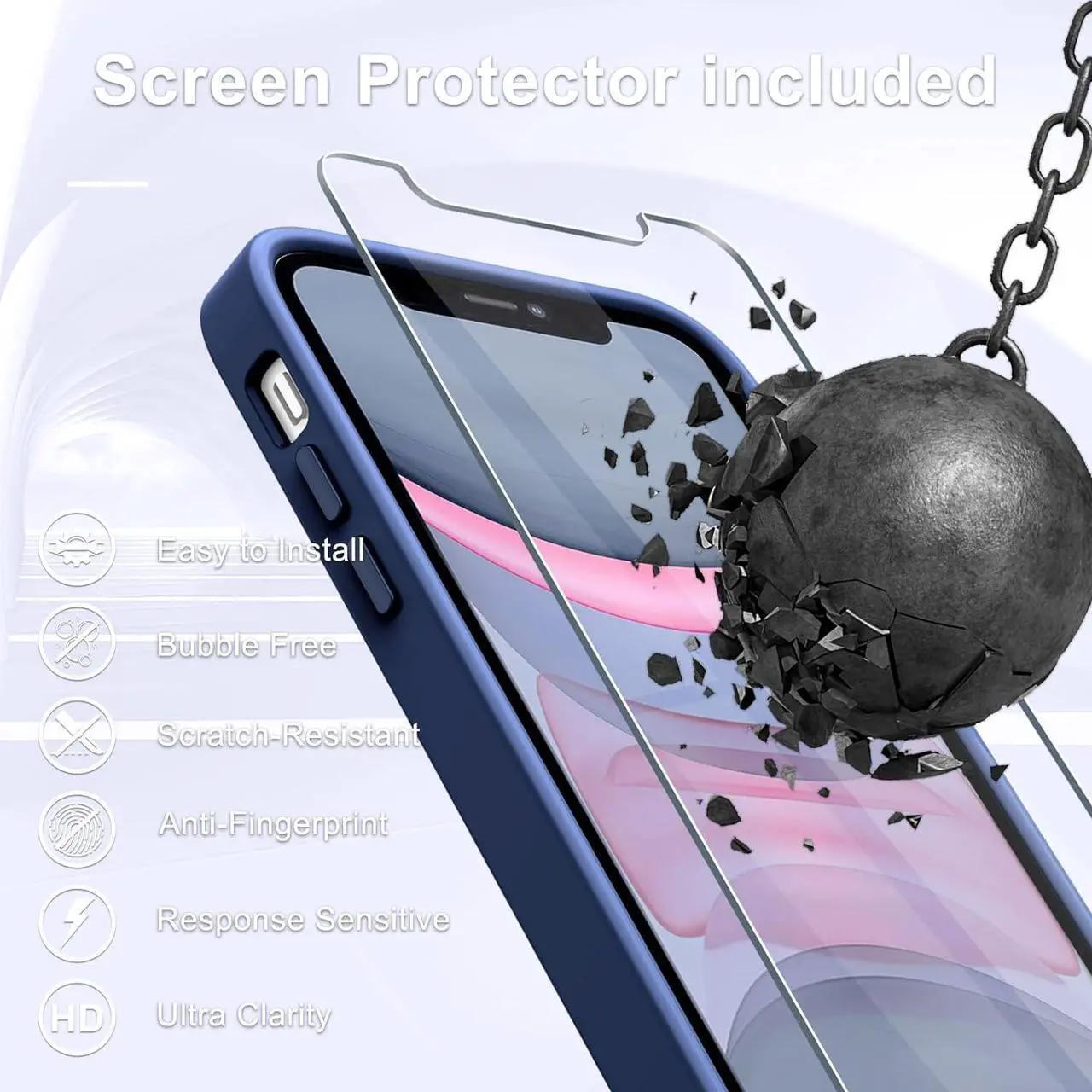 Alt view image 7 of 7 - for iPhone 11 Case Matte Magnetic Phone Case with 1 Screen Protector Compatible with Magsafe Translucent Frosted Slim Shockproof Protective Cover for iPhone 11 6.1 inch Navy Blue