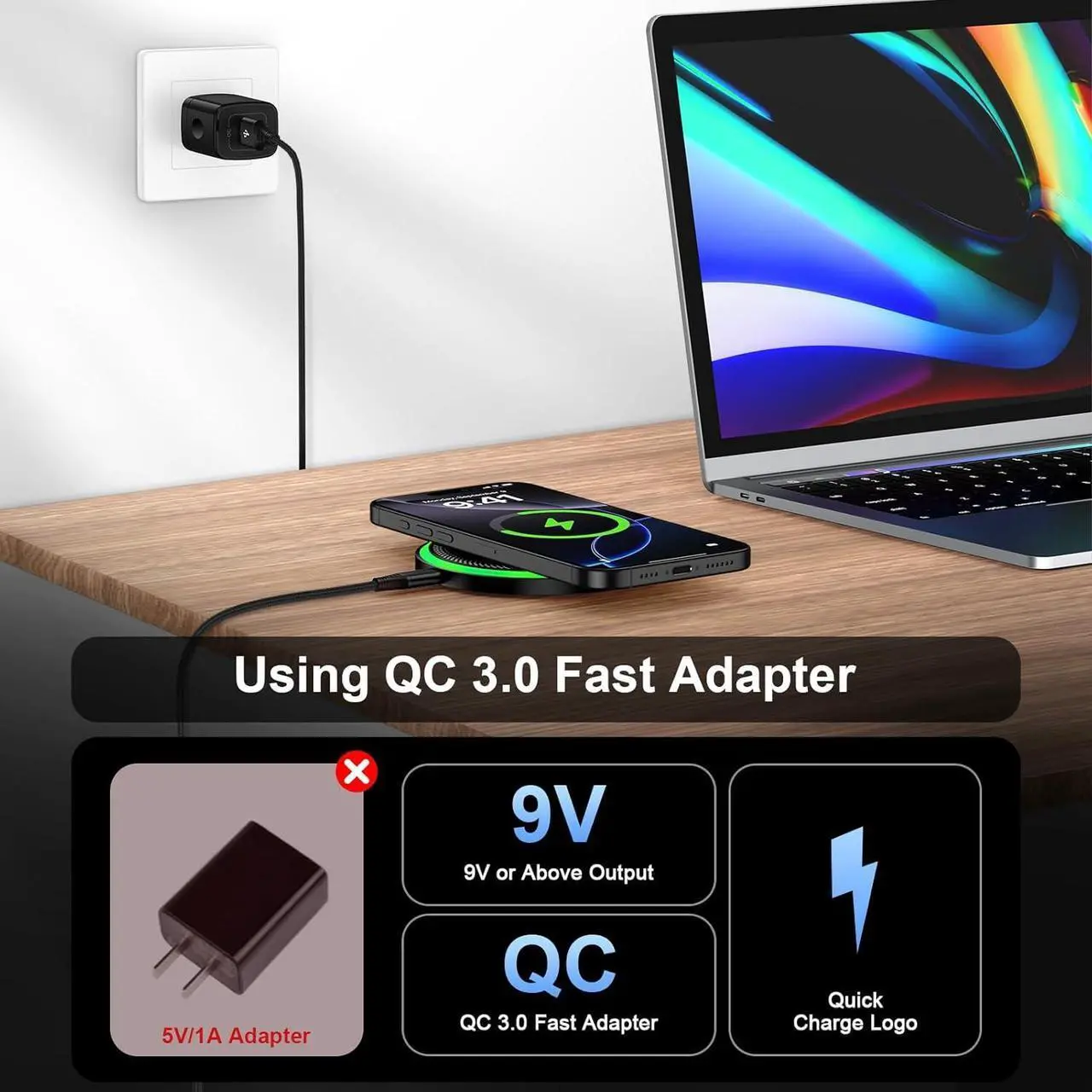 Alt view image 2 of 7 - Wireless Charger Fast Charging Pad for Galaxy S25 Ultra/S24 Plus/S24 FE/S24Ultra/S23+/S22/S21/S20 15W Wireless Phone Charger Android Charging Station Mat for Google Pixel 9 Pro 8A with Adapter