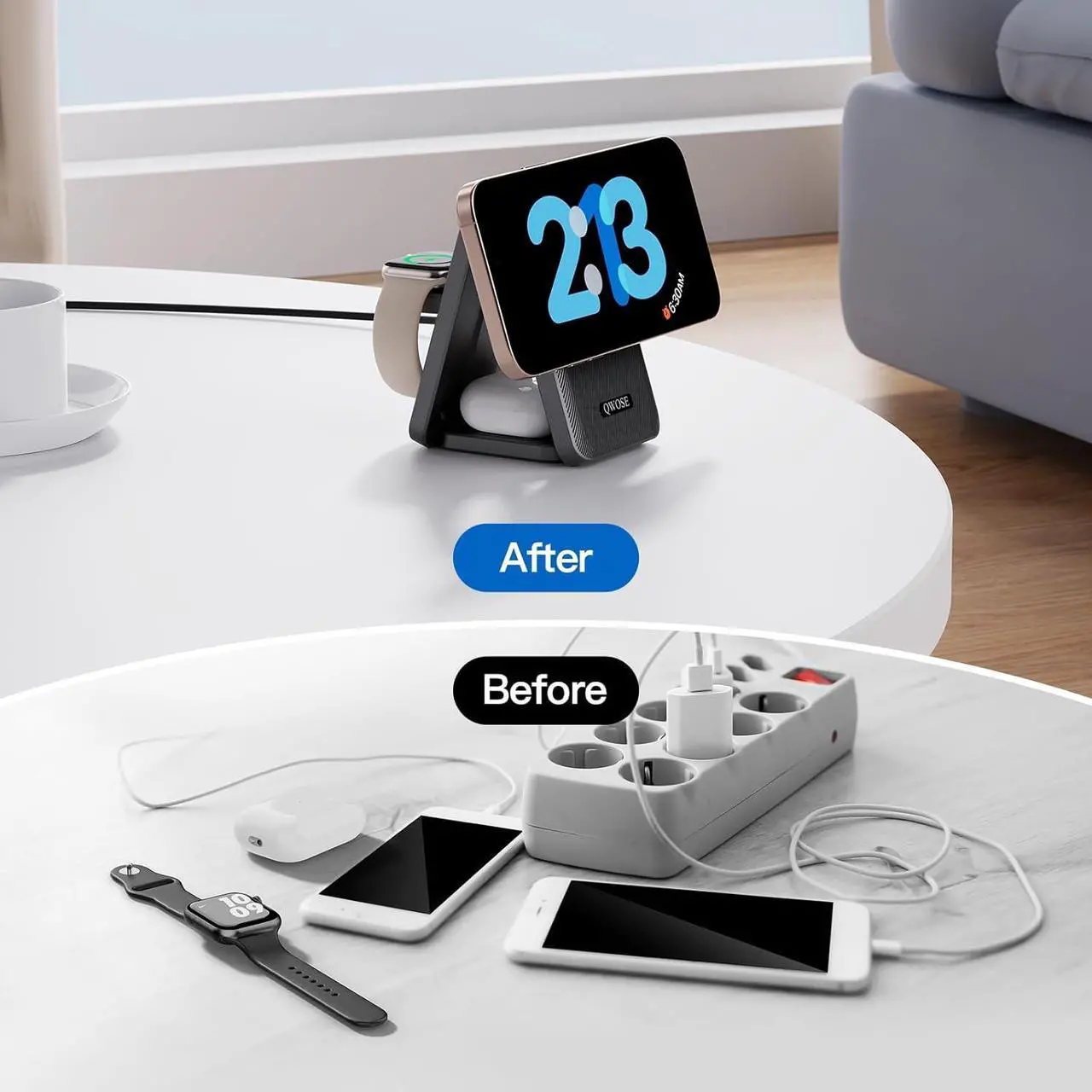 Alt view image 6 of 7 - 2025 Traveling Wireless Mag-Safe Fast Charging Station Magnetic 3 in 1 Charger with Light for iPhone 16 15 14 13 12 Pro Max Plus  Watch Series & Air pods 4 3 2 Pro-Gifts for Wife & Husband