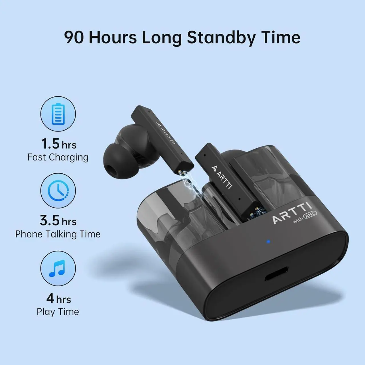 Alt view image 5 of 7 - Bluetooth Earbuds AR03 True Wireless Earphones with Active Noise Cancelling Bluetooth 5.3 in Ear Earbud Headphone with Charging Case for Tablet Laptop Android/iOS Phones