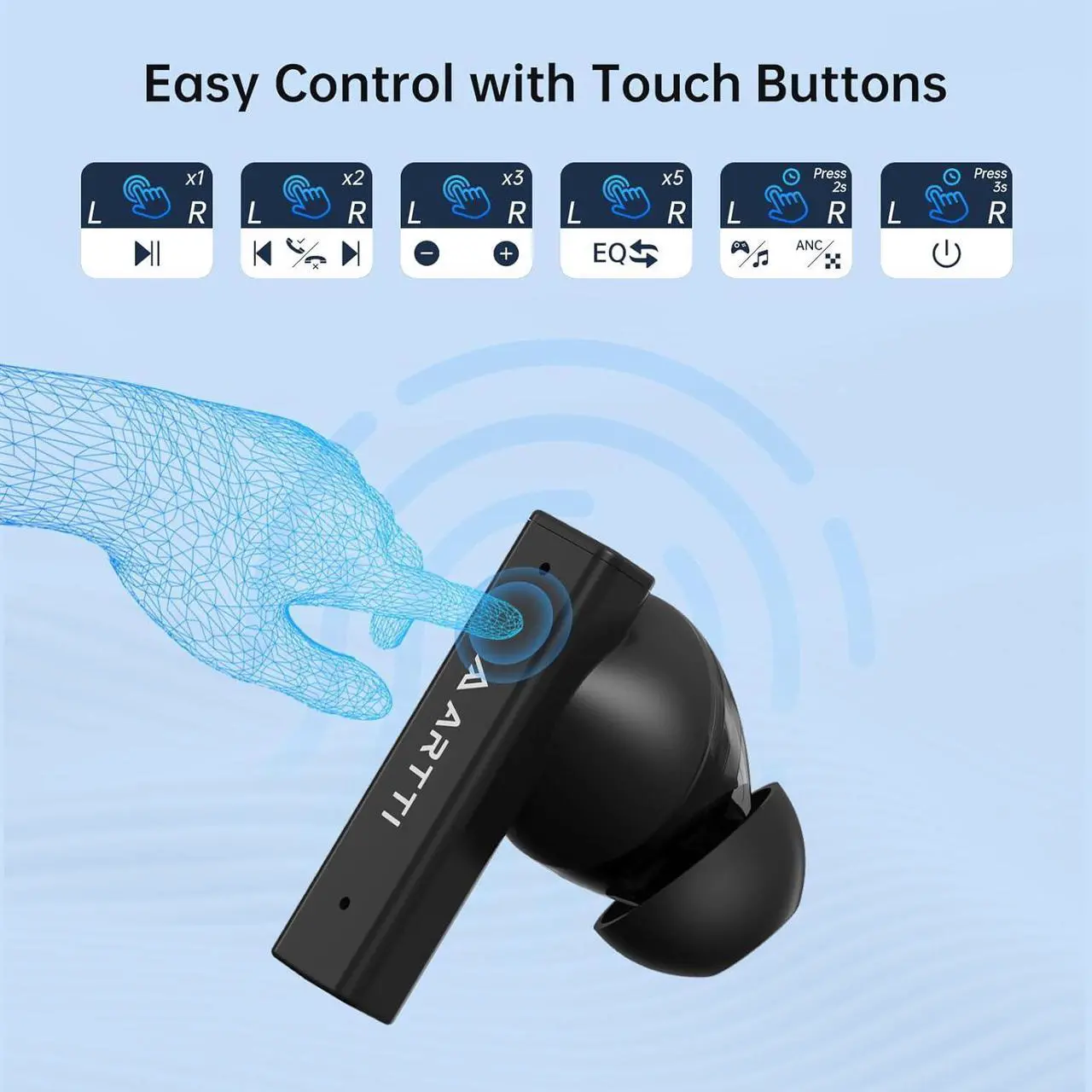 Alt view image 7 of 7 - Bluetooth Earbuds AR03 True Wireless Earphones with Active Noise Cancelling Bluetooth 5.3 in Ear Earbud Headphone with Charging Case for Tablet Laptop Android/iOS Phones