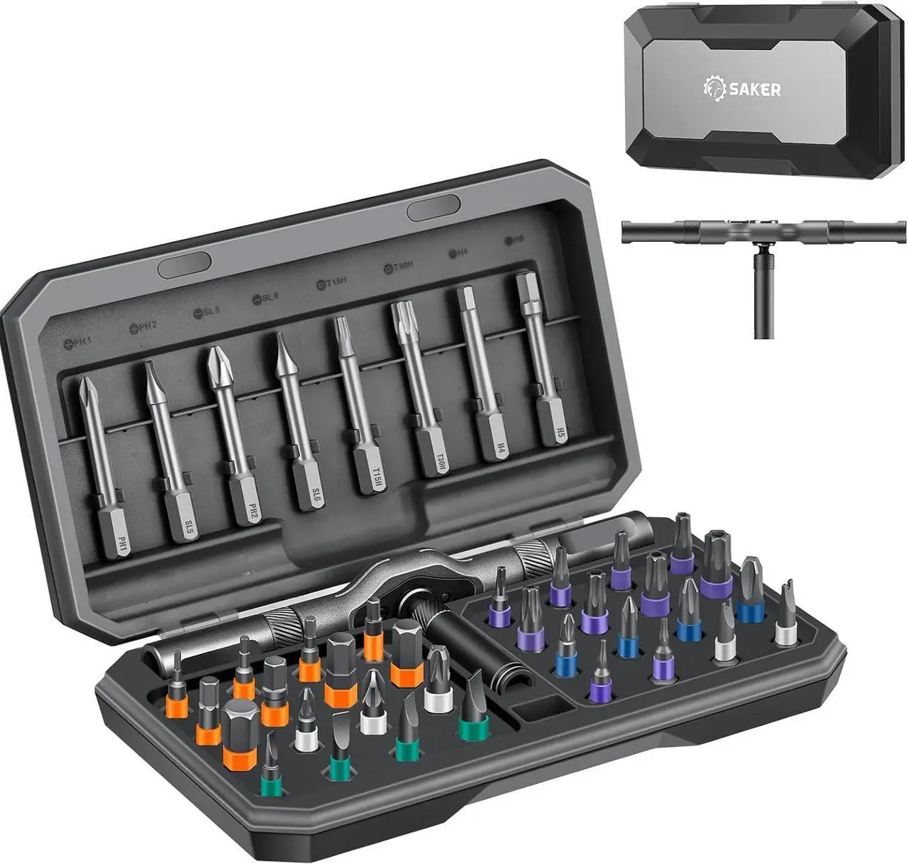 Main image of 42 in 1 Magnetic Screwdriver Set Multi Bit Free Combination Ratchet Screwdriver Set Portable Repair Tool Kit for Gifts Furniture Computer Bicycle and DIY Grey