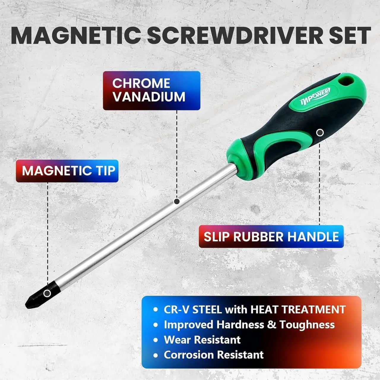 Alt view image 3 of 7 - Magnetic Screwdriver Set Includes Hex Key Set Bit Driver and Bit Set High Torque 44-Piece with Plastic Racking DIY Tools Set