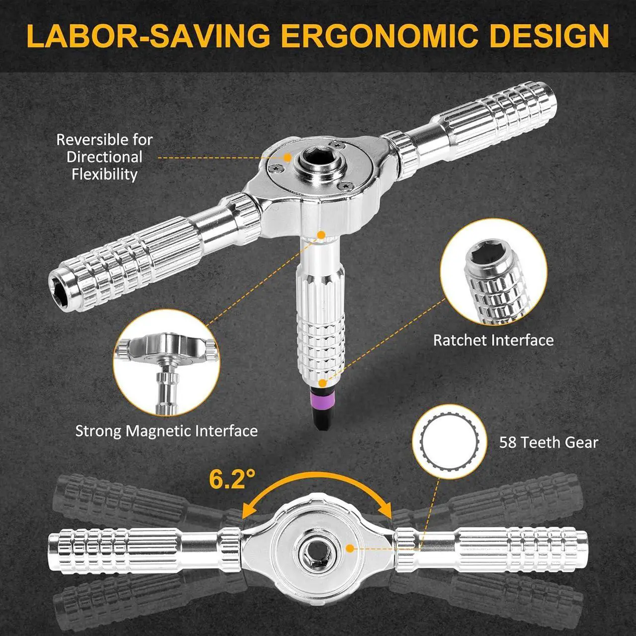 Alt view image 3 of 7 - 40 in 1 Magnetic Ratchet Screwdriver Set Multi Bit Magnetic Ratcheting Screwdriver Set with Detachable Ratchet Handle Repair Tool Kit for Computer Bicycle Furniture DIY