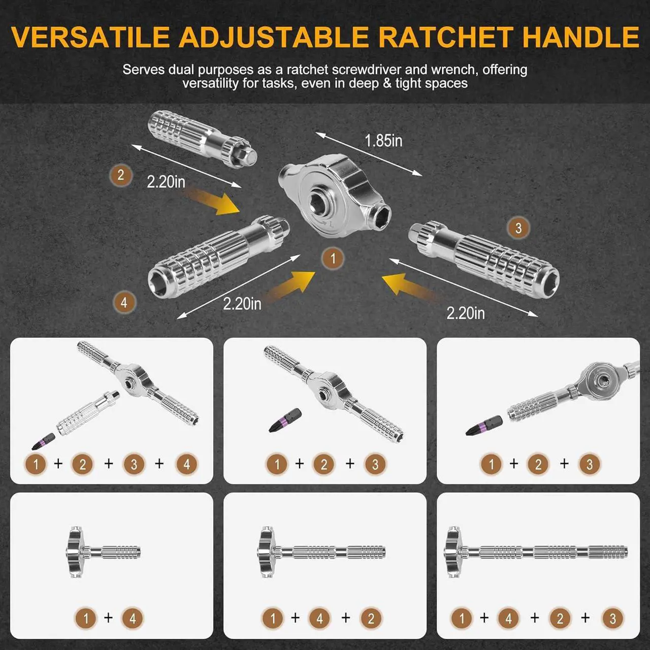 Alt view image 5 of 7 - 40 in 1 Magnetic Ratchet Screwdriver Set Multi Bit Magnetic Ratcheting Screwdriver Set with Detachable Ratchet Handle Repair Tool Kit for Computer Bicycle Furniture DIY