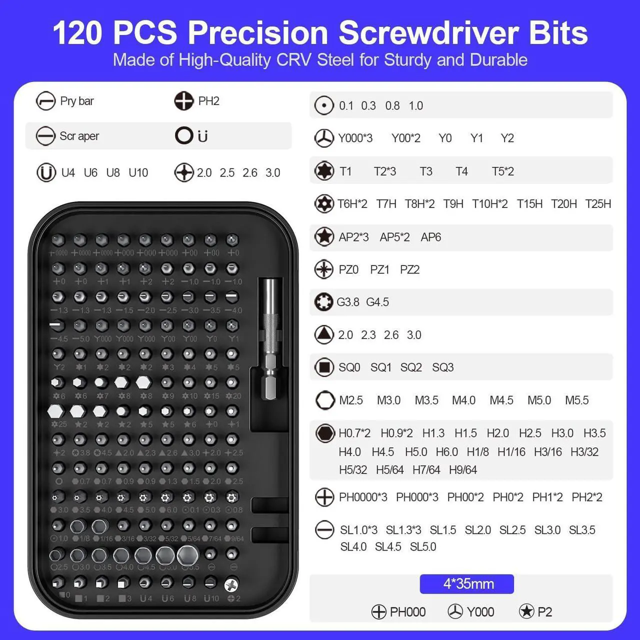 Alt view image 6 of 7 - Precision Screwdriver Set 150 in 1 Electronics Tool Kit with 120 Bits Magnetic Screwdriver Set & 30-bit Tool Set Handy Repair Tool for Computer Phone Watch Camera Laptop Black