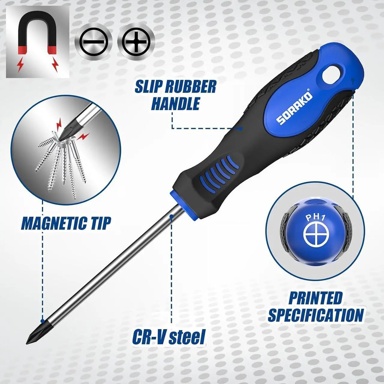Alt view image 2 of 7 - 11-Piece Magnetic Screwdriver Set 5 Phillips and 5 Slotted Tips Include Magnetizer Screwdriver with Professional Non-Slip Grip for Home Repair and DIY ProjectsWith Case
