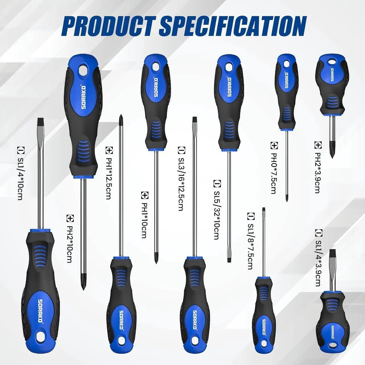 Alt view image 3 of 7 - 11-Piece Magnetic Screwdriver Set 5 Phillips and 5 Slotted Tips Include Magnetizer Screwdriver with Professional Non-Slip Grip for Home Repair and DIY ProjectsWith Case