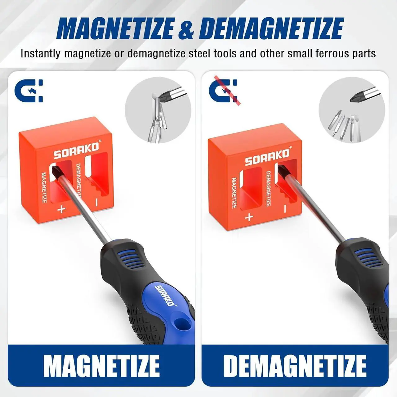 Alt view image 5 of 7 - 11-Piece Magnetic Screwdriver Set 5 Phillips and 5 Slotted Tips Include Magnetizer Screwdriver with Professional Non-Slip Grip for Home Repair and DIY ProjectsWith Case