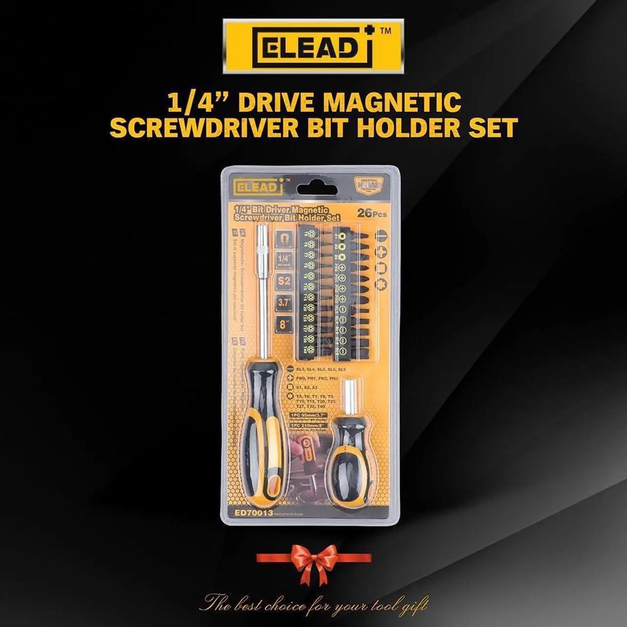 Alt view image 2 of 7 - 26-Piece Magnetic Screwdriver & Bit Set - Strong Magnetic Bit Holder and Screwdriver Bits Durable & Versatile Ergonomic Cushion Grip 95mm & 210mm Handles Torx Square Phillips Slotted Bits