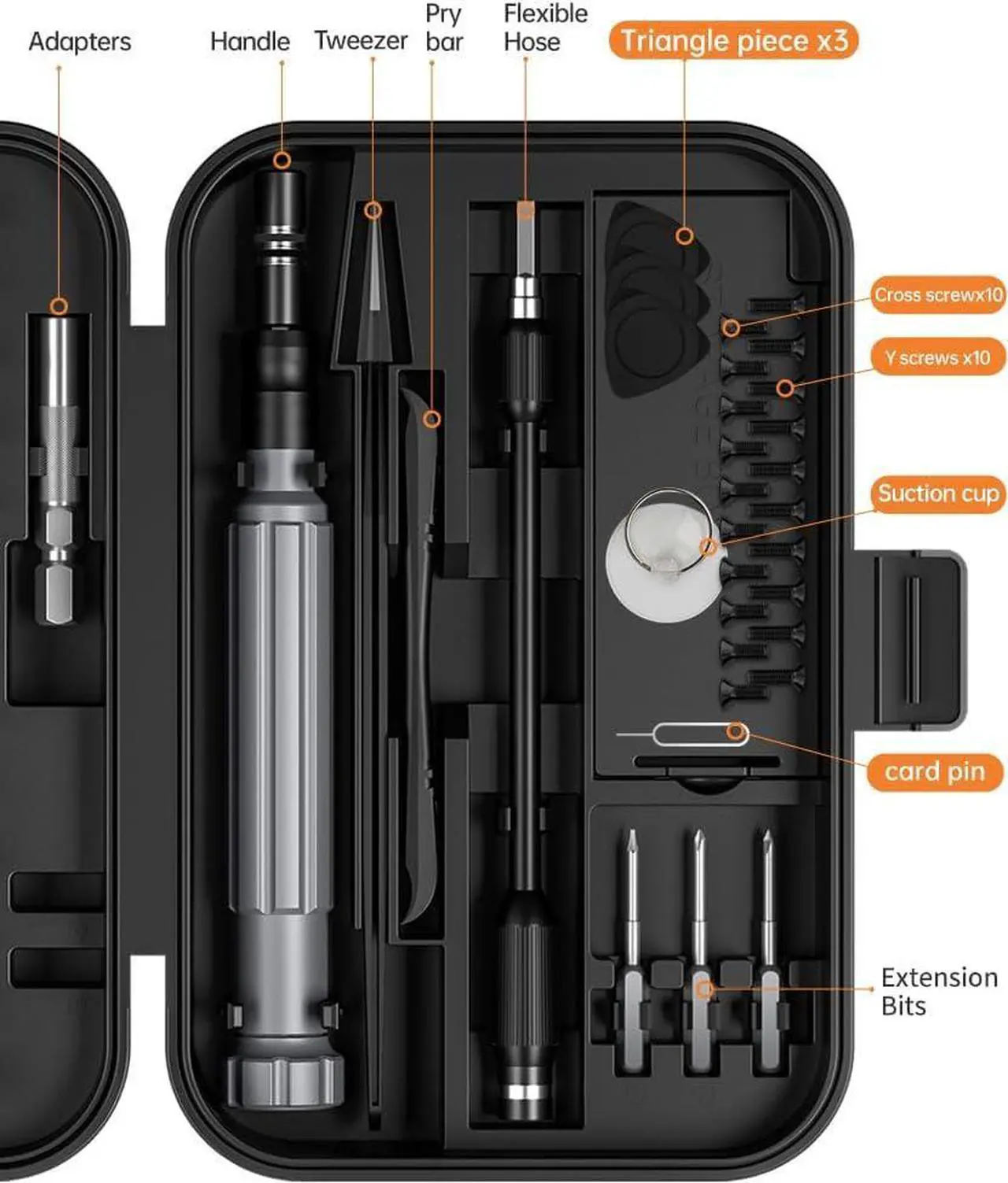 Alt view image 4 of 7 - Precision Screwdriver Set 150 in 1 Electronics Tool Kit with 120 Bits Magnetic Screwdriver Set & 30-bit Tool Set Handy Repair Tool for Computer Phone Watch Camera Laptop Black