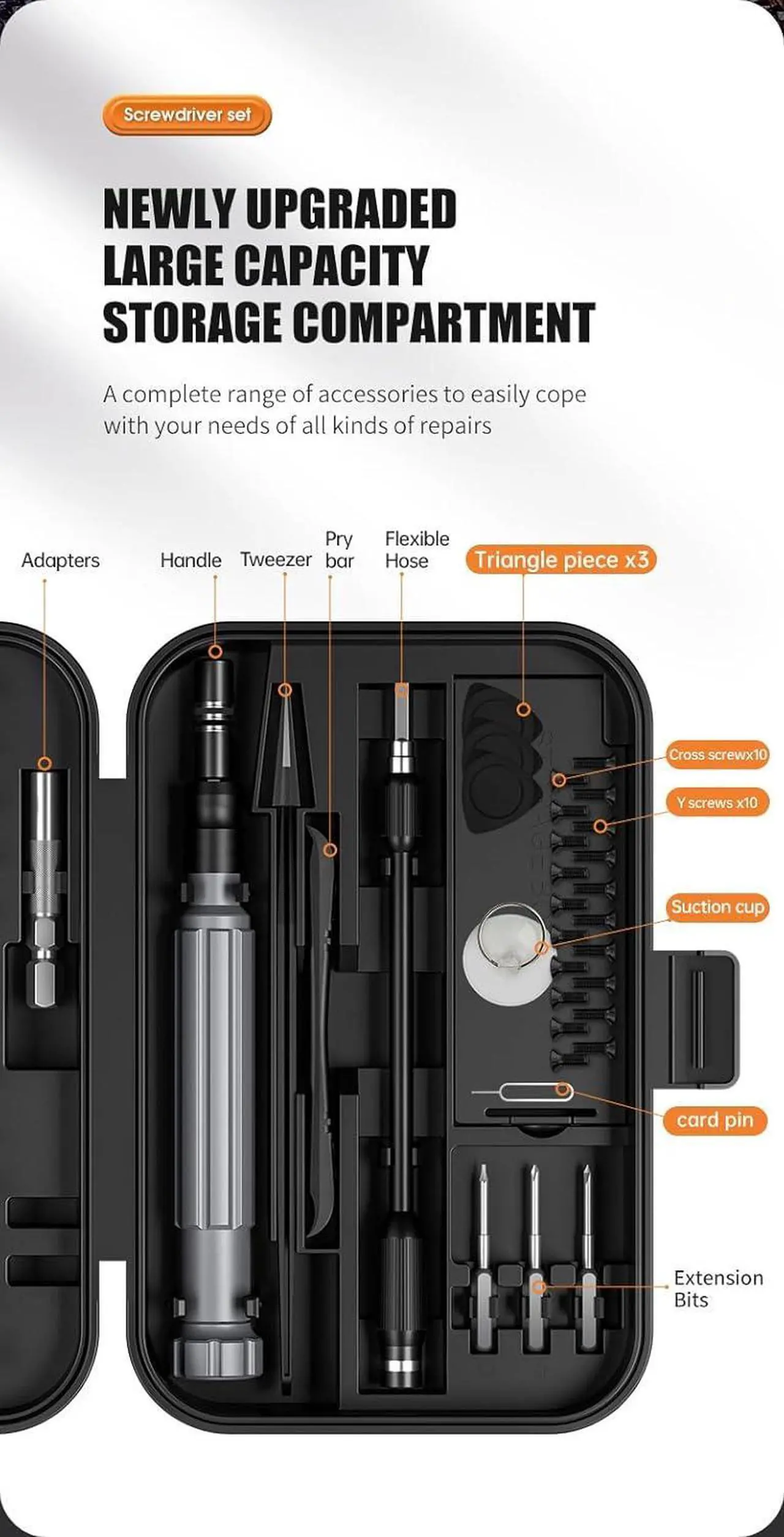 Alt view image 7 of 7 - Precision Screwdriver Set 150 in 1 Electronics Tool Kit with 120 Bits Magnetic Screwdriver Set & 30-bit Tool Set Handy Repair Tool for Computer Phone Watch Camera Laptop Black