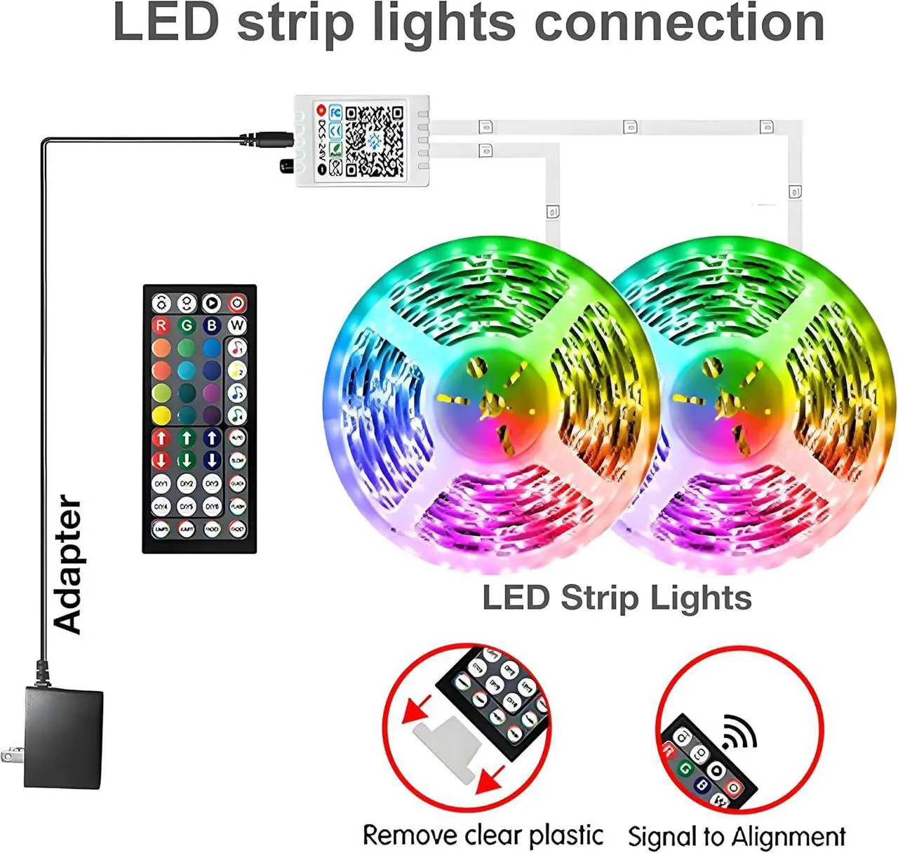 Alt view image 5 of 7 - Led Lights for Bedroom 100ft (2 Rolls of 50ft) Music Sync Color Changing Strip Lights with Remote and App Control RGB Strip for Room Home Party Decoration