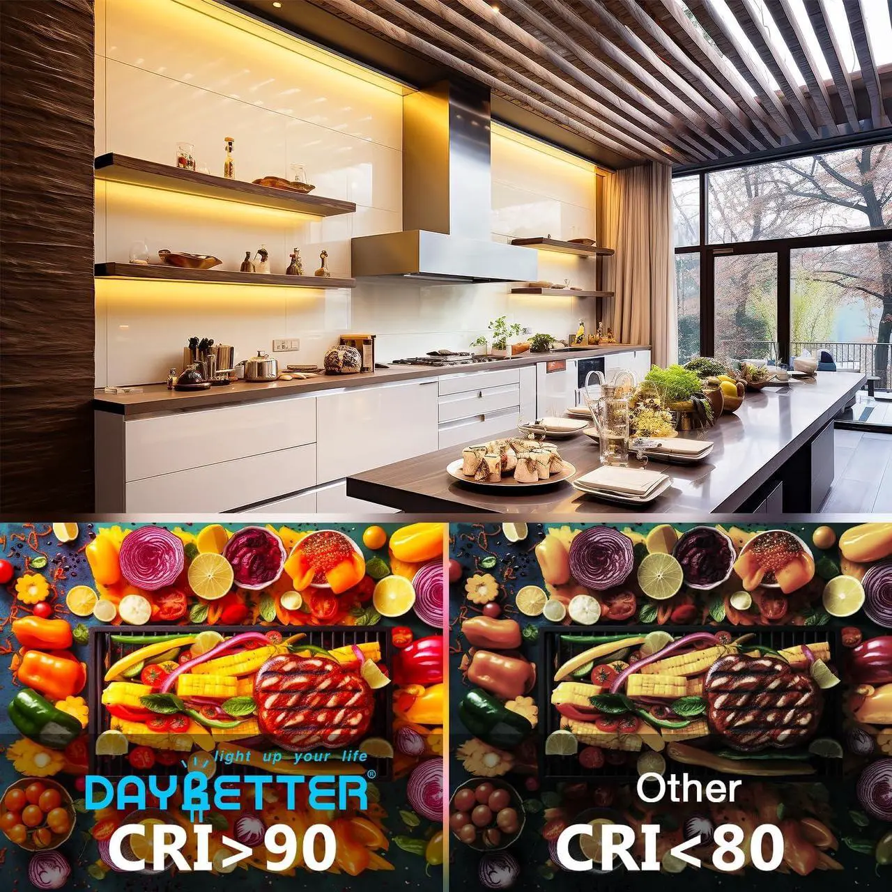 Alt view image 5 of 7 - COB LED Strip Lights Tunable White(2700K-6500K) COB LED Lights with 3040 LEDs 24V Adapter RF Remote Dimmable High Density Uniform LED Strip for Bedroom Kitchen Cabinet CRI90+ 16.4ft