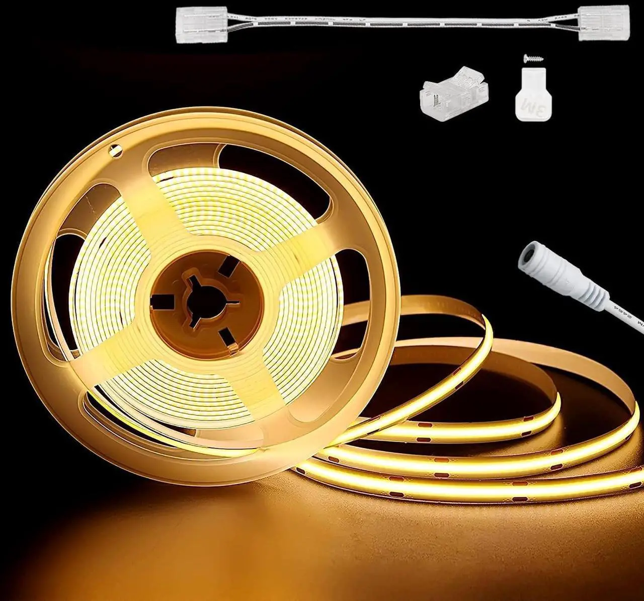 Main image of COB LED Strip Light 20ft/6.1m 3000K Warm White 3087LEDs High Lumen CRI90+ Super Bright Lead-free Material DC24V Flexible LED Tape for Home&Office DIY Lighting Project(Power Supply Not Included)