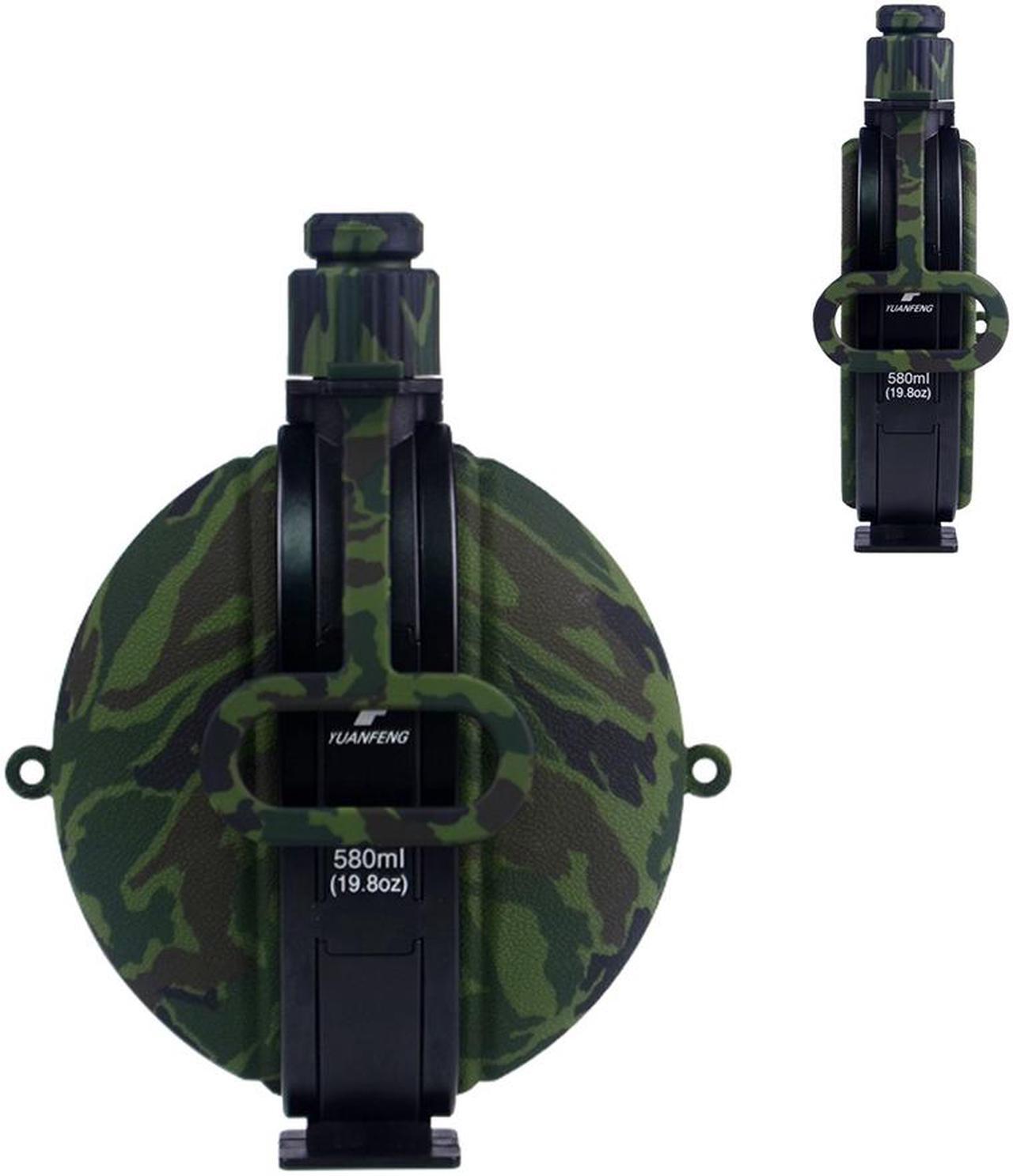 Main image of Collapsible Military Water Bottle Newly Designed Silicone Water Kettle Canteen with Compass Bottle Cap for Hiking Camping Outdoors (Camouflage Green)