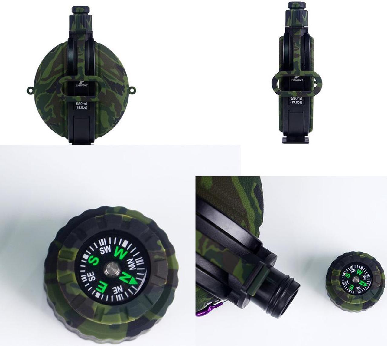 Alt view image 5 of 7 - Collapsible Military Water Bottle Newly Designed Silicone Water Kettle Canteen with Compass Bottle Cap for Hiking Camping Outdoors (Camouflage Green)