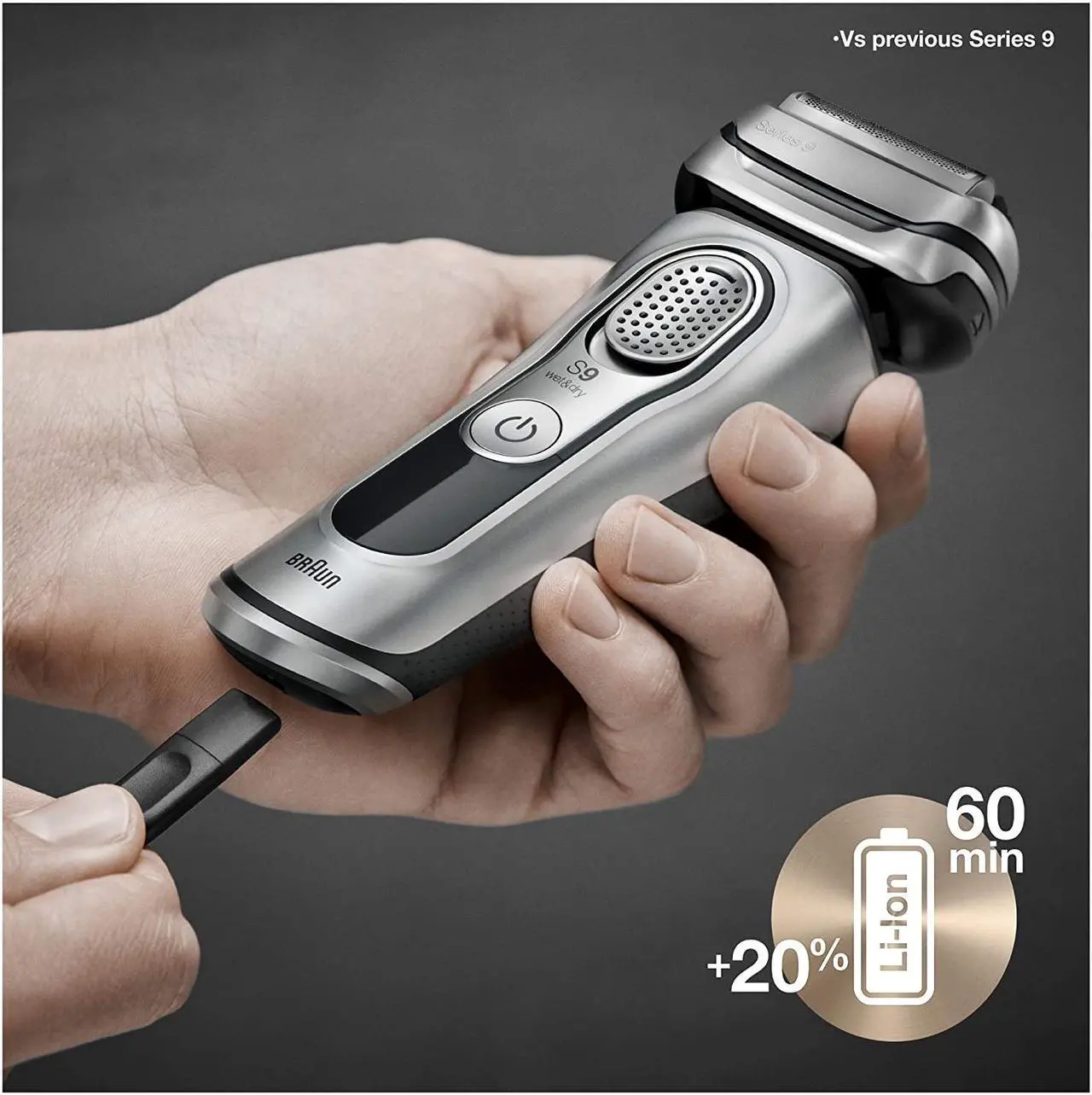 Alt view image 5 of 7 - Braun Electric Razor for Men, Series 9 9370Cc Electric Foil Shaver with Precision Beard Trimmer, Rechargeable, Wet & Dry Foil Shaver, Clean & Charge Station & Travel Case