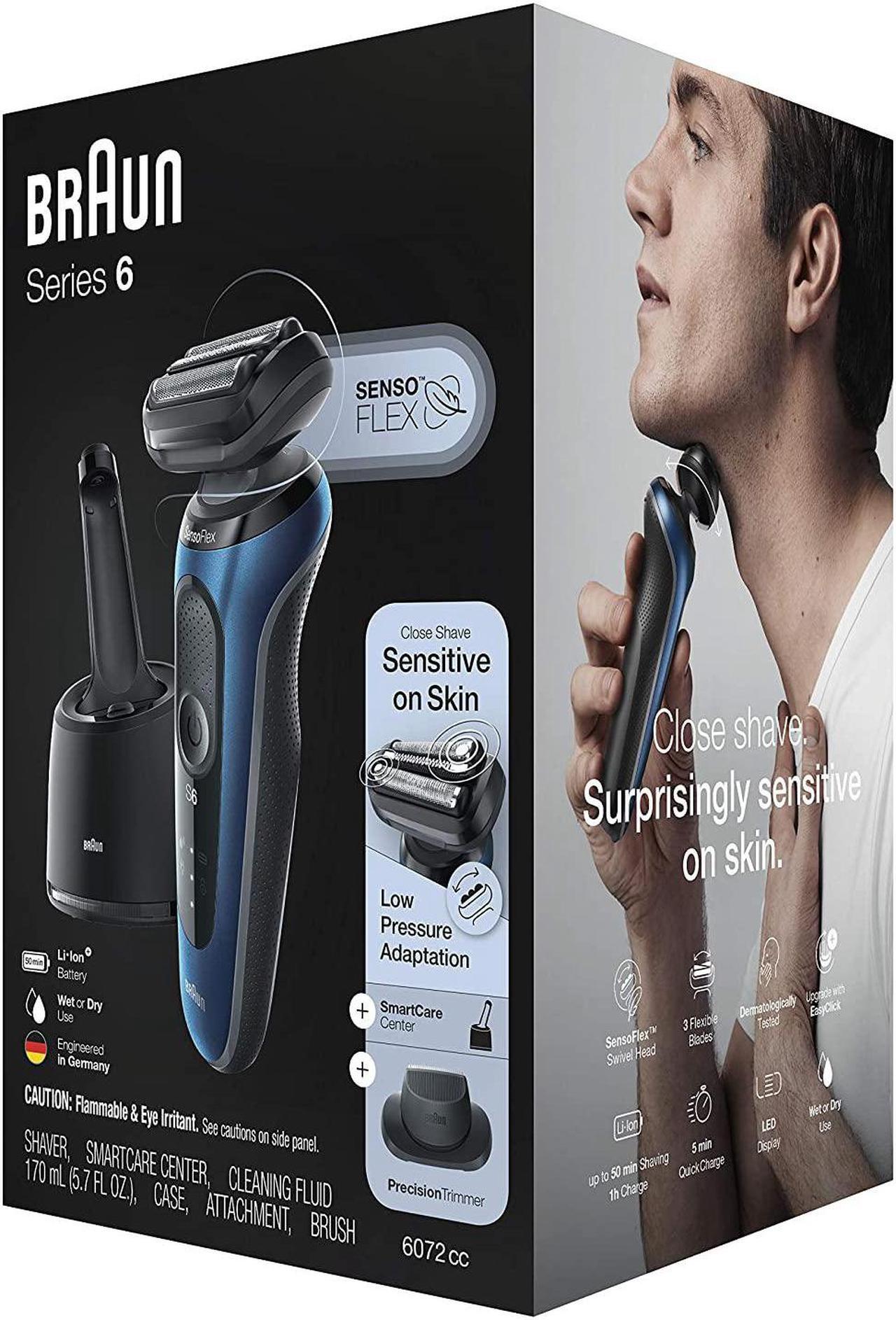 Alt view image 7 of 7 - Braun Electric Razor for Men, Series 6 6072Cc Sensoflex Electric Foil Shaver with Precision Beard Trimmer, Rechargeable, Wet & Dry with 4In1 Smartcare Center and Travel Case