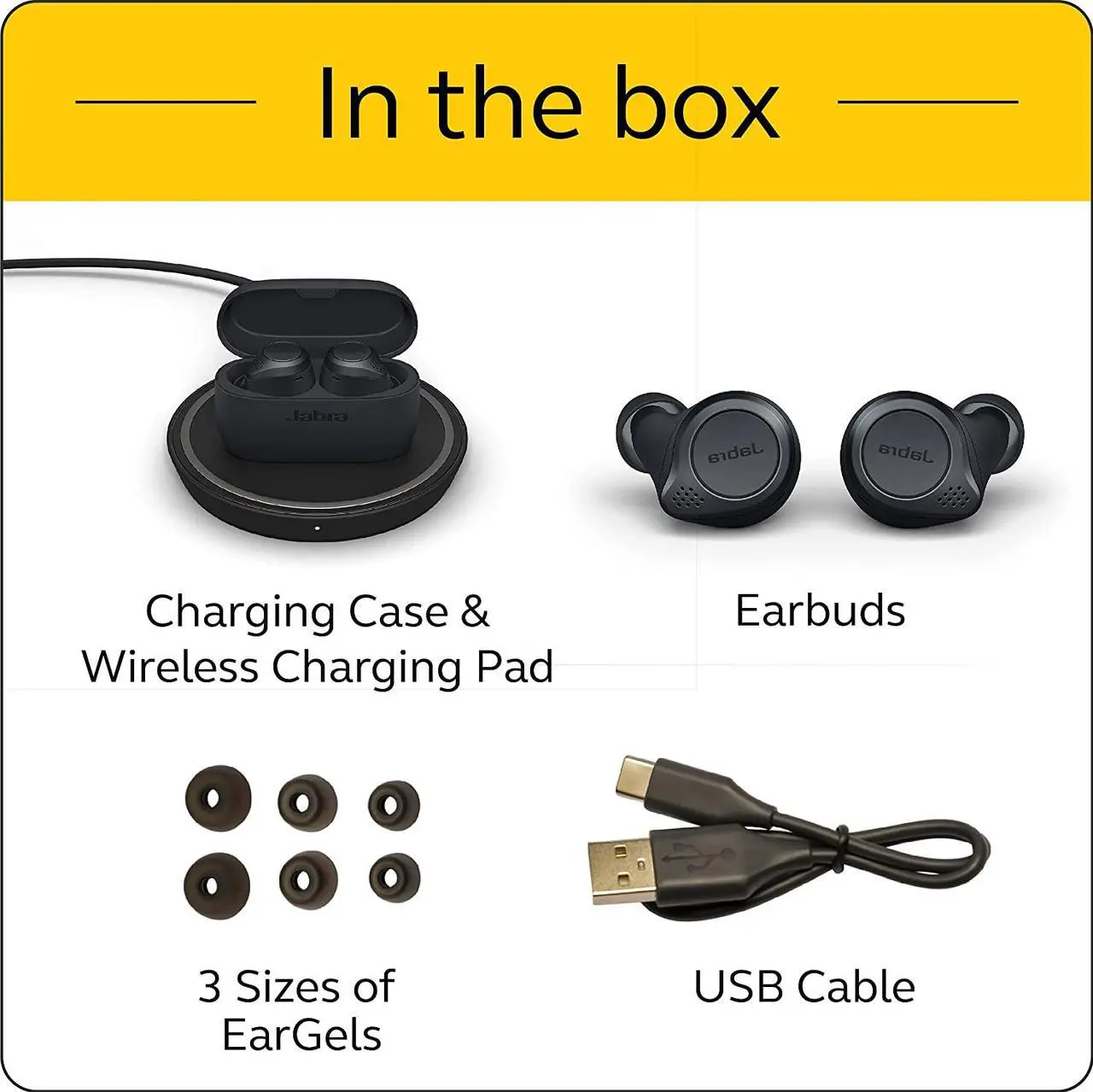 Alt view image 7 of 7 - Jabra Elite Active 75t True Wireless Earbuds with Wireless Charging Enabled Case, Gray