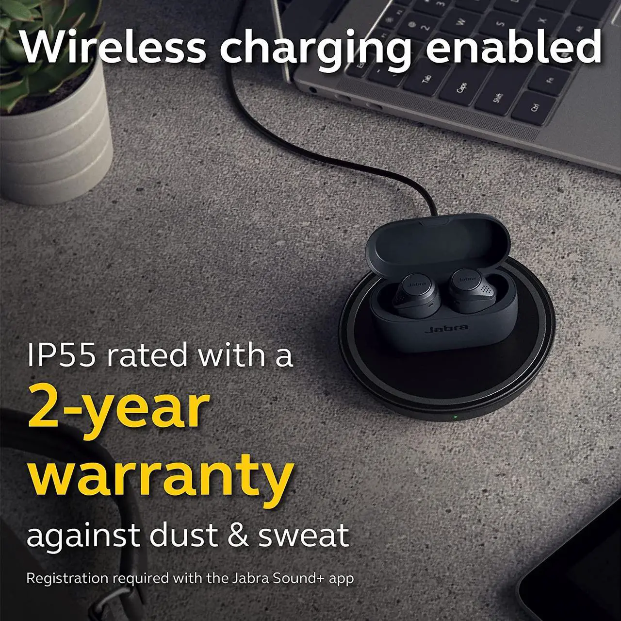 Alt view image 5 of 7 - Jabra Elite Active 75t True Wireless Earbuds with Wireless Charging Enabled Case, Gray