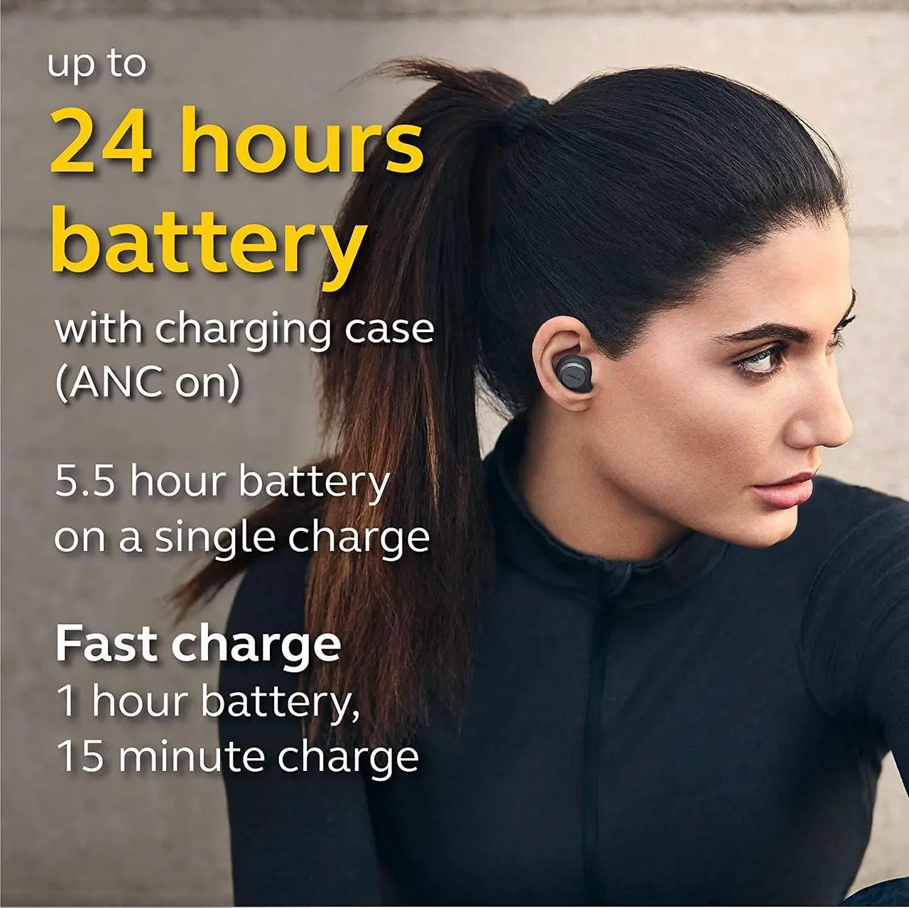 Alt view image 4 of 7 - Jabra Elite Active 75t True Wireless Earbuds with Wireless Charging Enabled Case, Gray