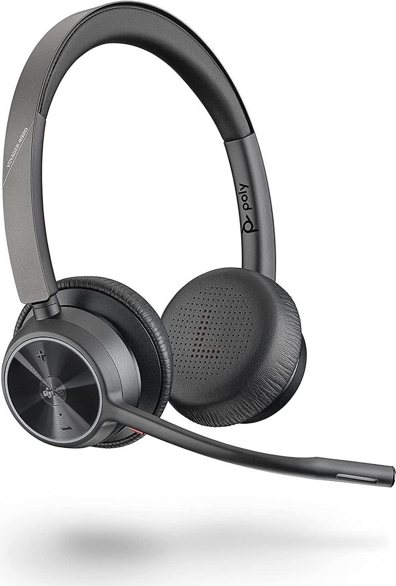 Voyager 4320 UC Wireless Headset (Plantronics)-Headphones with Boom Mic-Connect to Pc/Mac via USB-A Bluetooth Adapter,Cell Phone via Bluetooth,Black,218475-02