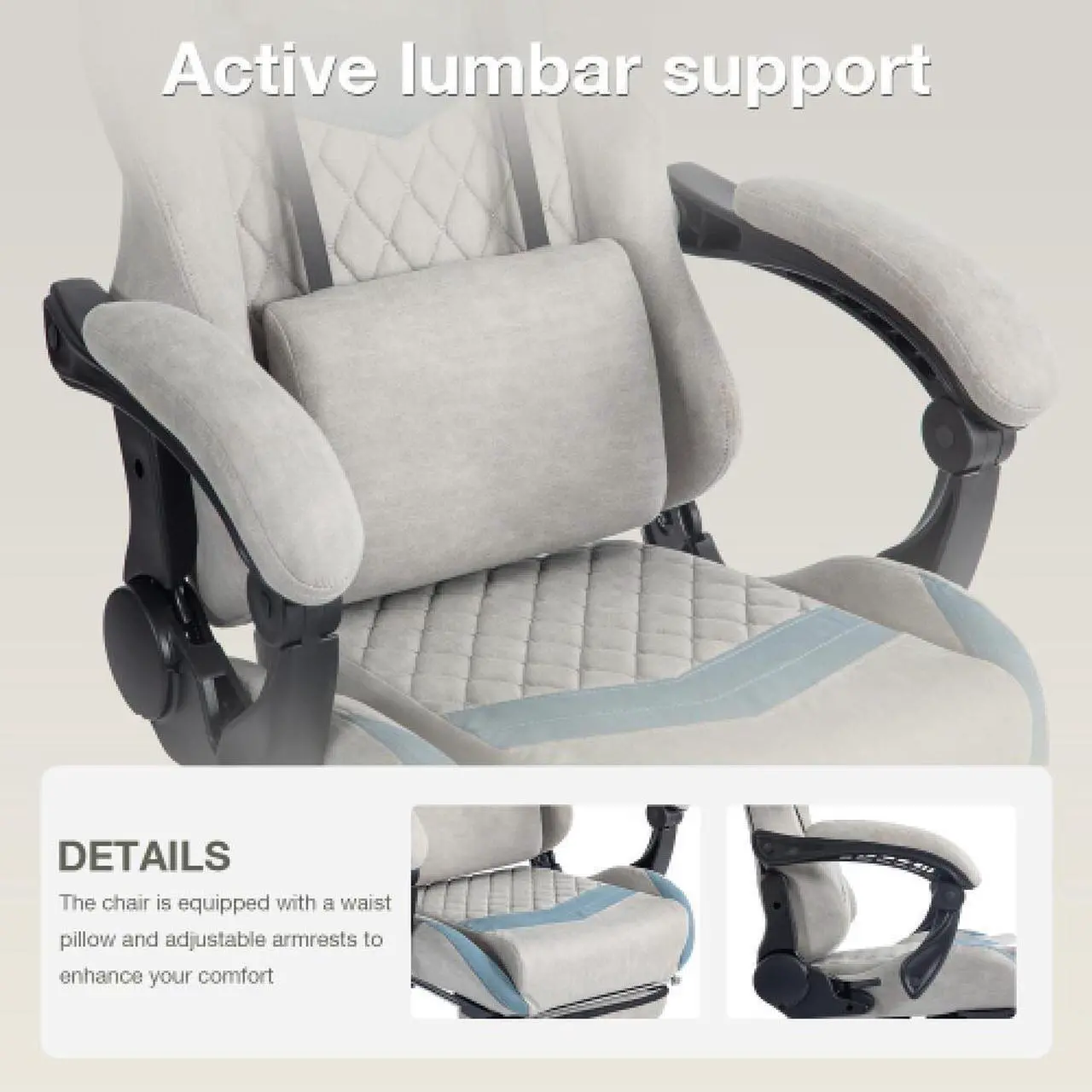 Alt view image 4 of 4 - Ergonomically adjustable esports chair, equipped with headrests and waist pillows, adjustable height, suitable for offices and gaming rooms