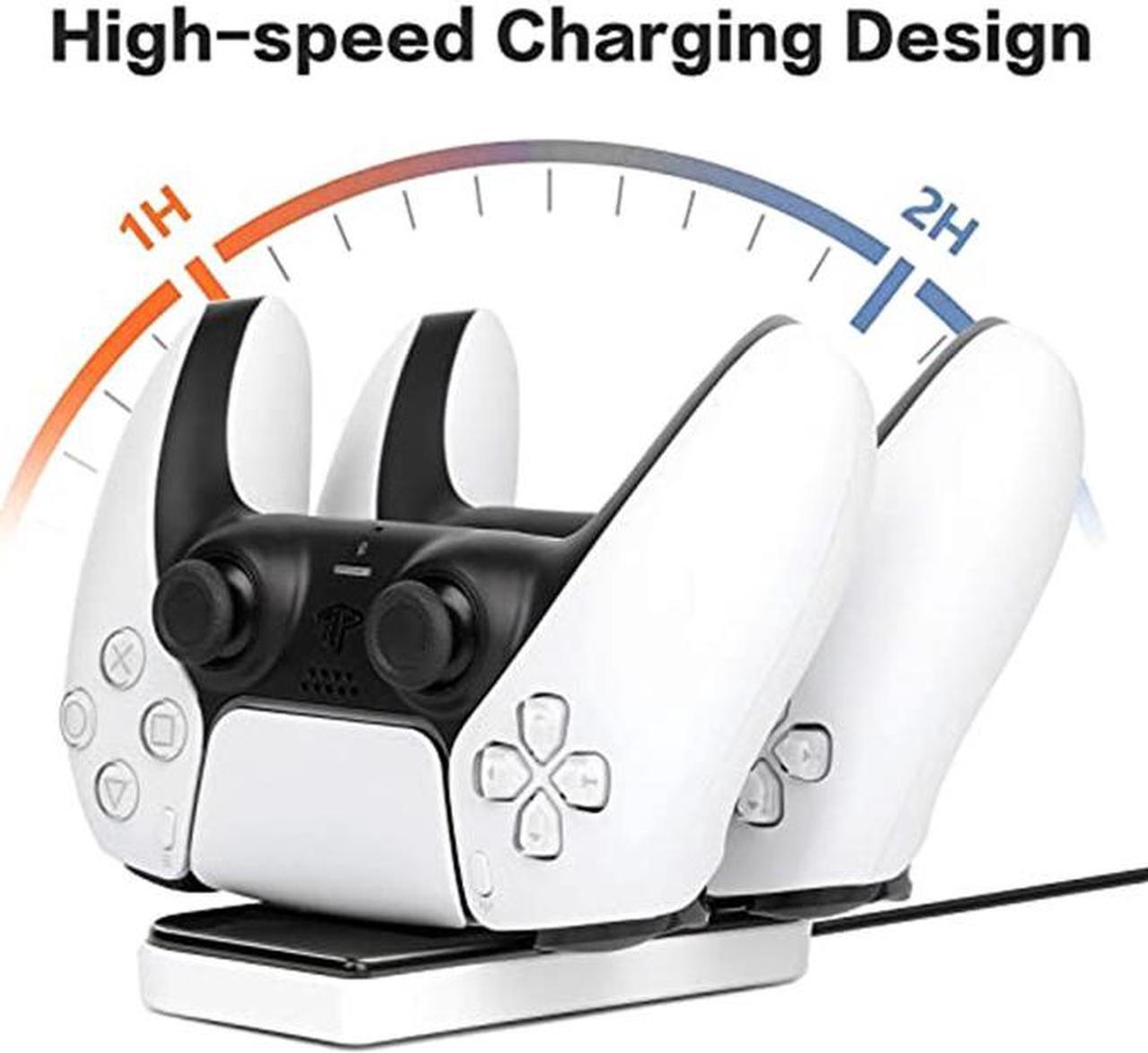 Alt view image 6 of 6 - Charging Station for PS5 DualSense Wireless Controller, Charging Dock with Dual USB C Ports, Console Accessories Portable Charger Stand Holder for Playstation 5 PS5 Game Controller - Black